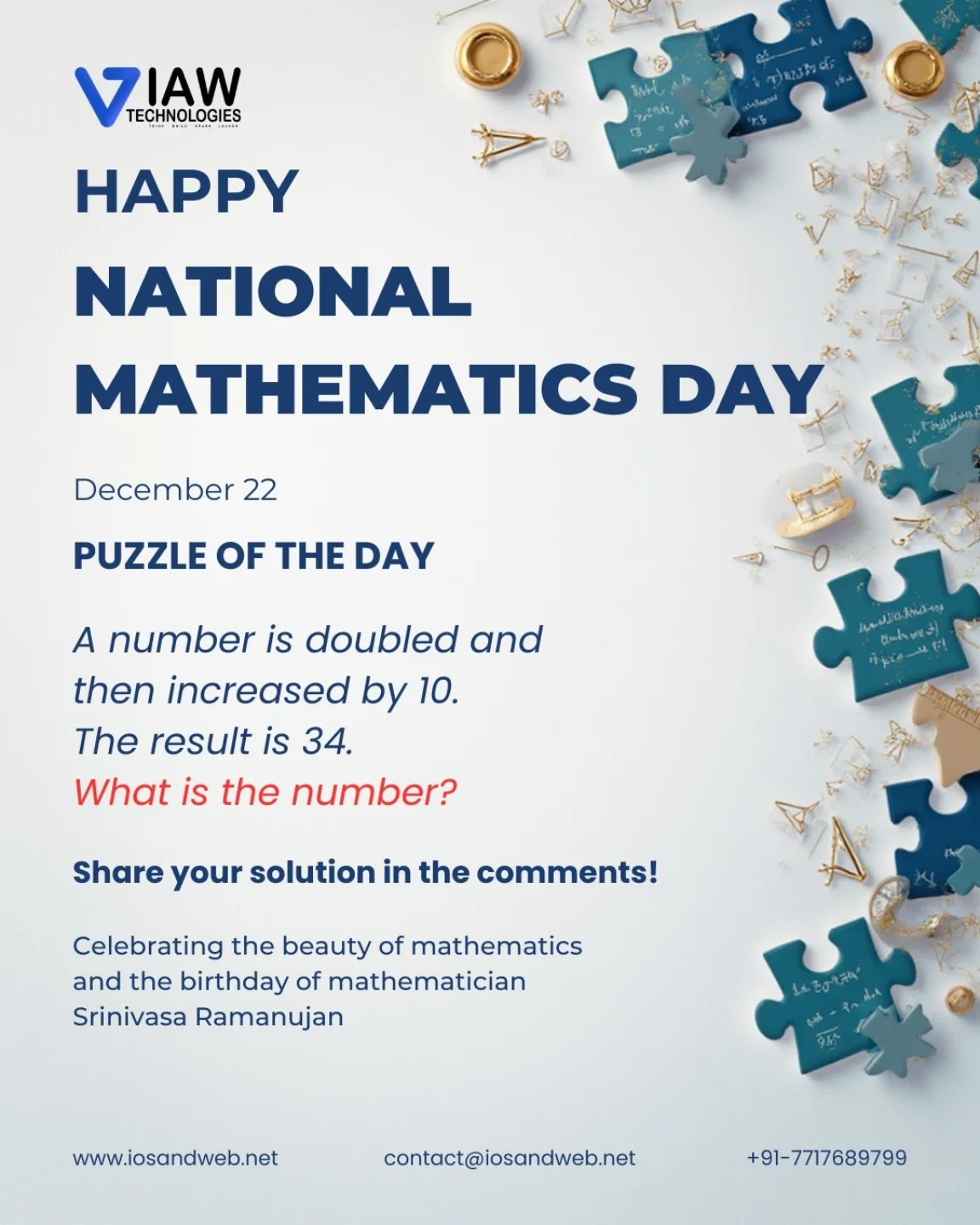 IosAndWeb - Happy National Mathematics Day! 🧮 At IosAndWeb Technologies ...