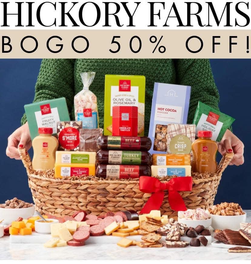 Hickory Farms Signature Beef & Cheese Gift Basket – 17-Piece Medium Box Set, Made In USA