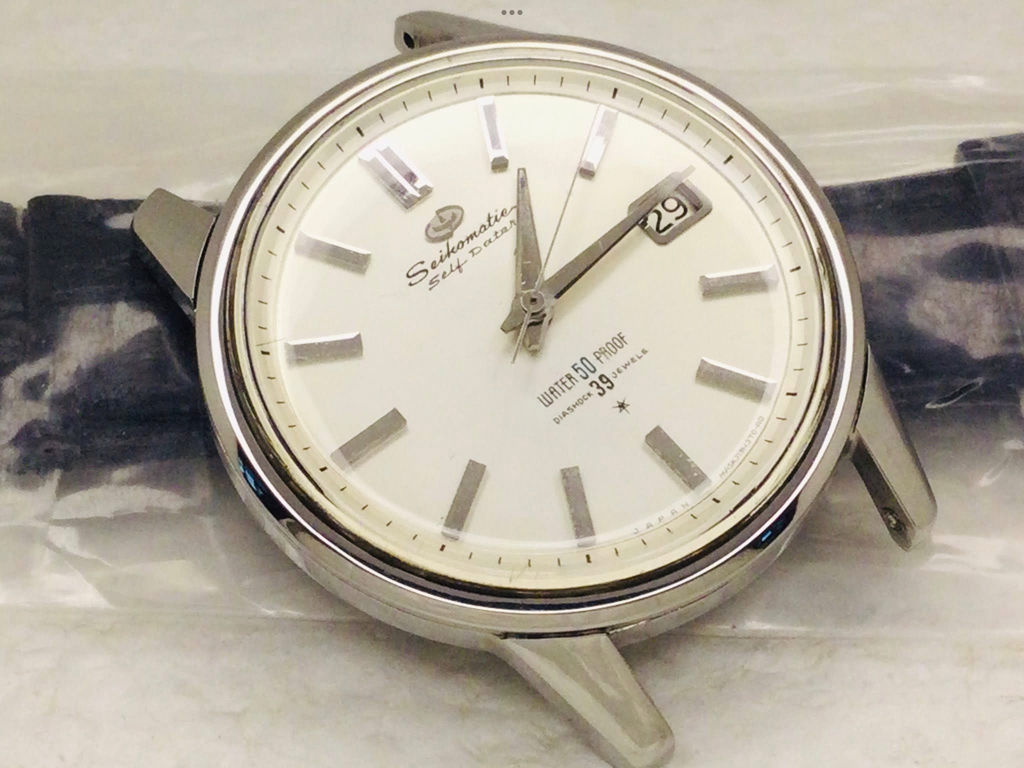 Rare Vintage Seikomatic Self Dater J13085 Diashock 39 Jewels