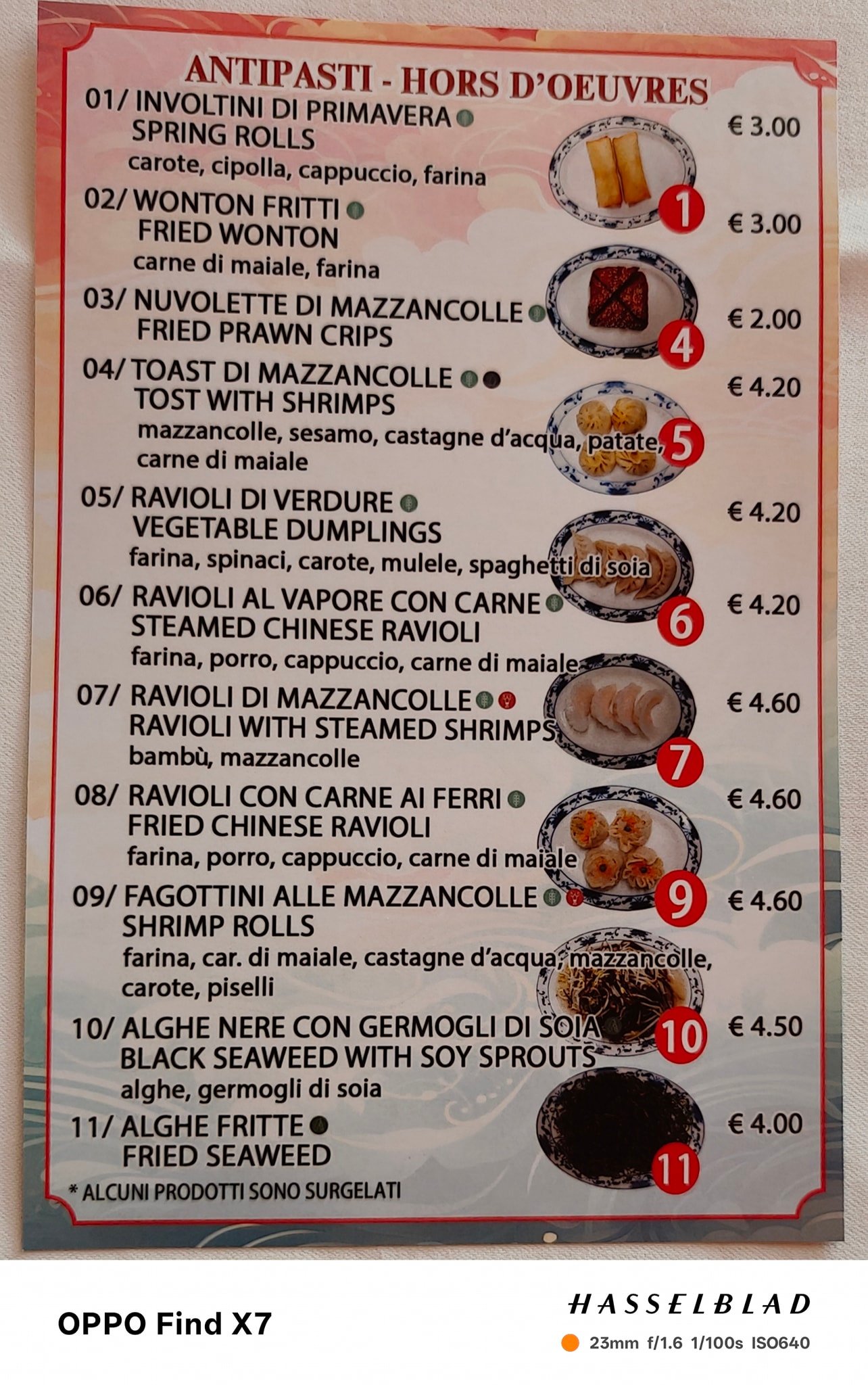 Ecco il nostro menu' nuova