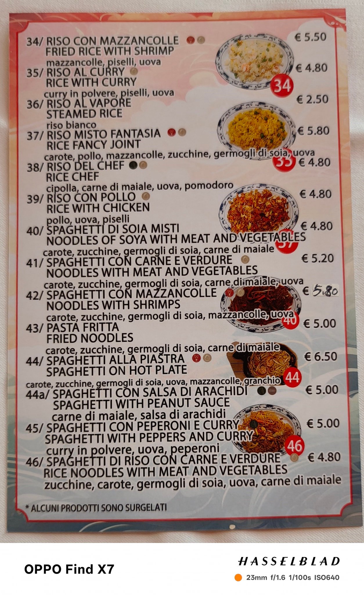 Ecco il nostro menu' nuova