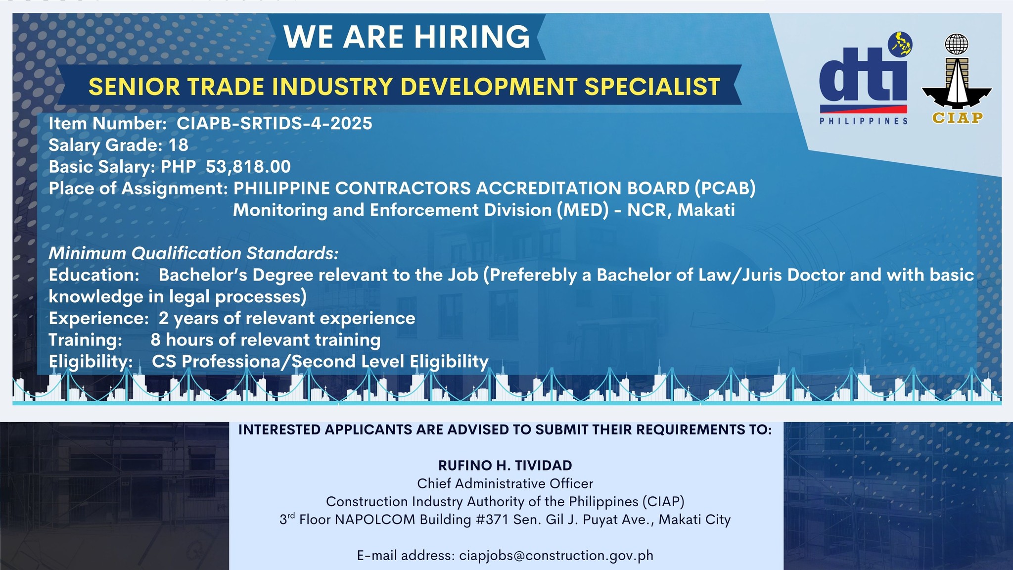 𝐖𝐄 𝐀𝐑𝐄 𝐇𝐈𝐑𝐈𝐍𝐆! The Construction Industry Authority of the Philippines ...