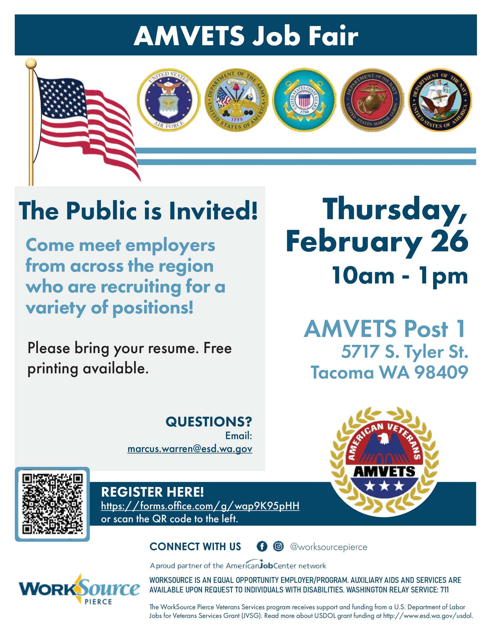 WorkSource JBLM - 📣 AMVETS Job Fair – February 26, 2026... | Facebook