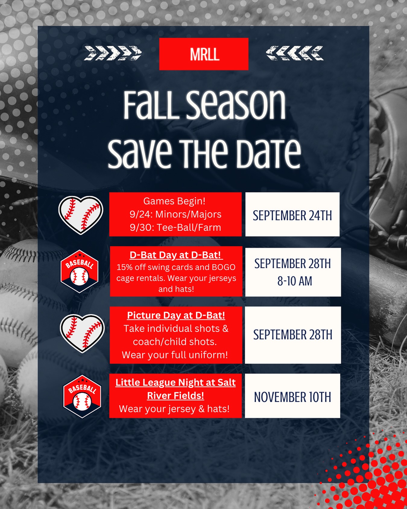 McCormick - ⚾ MRLL Fall Season is here! ⚾ Save these dates and get ...