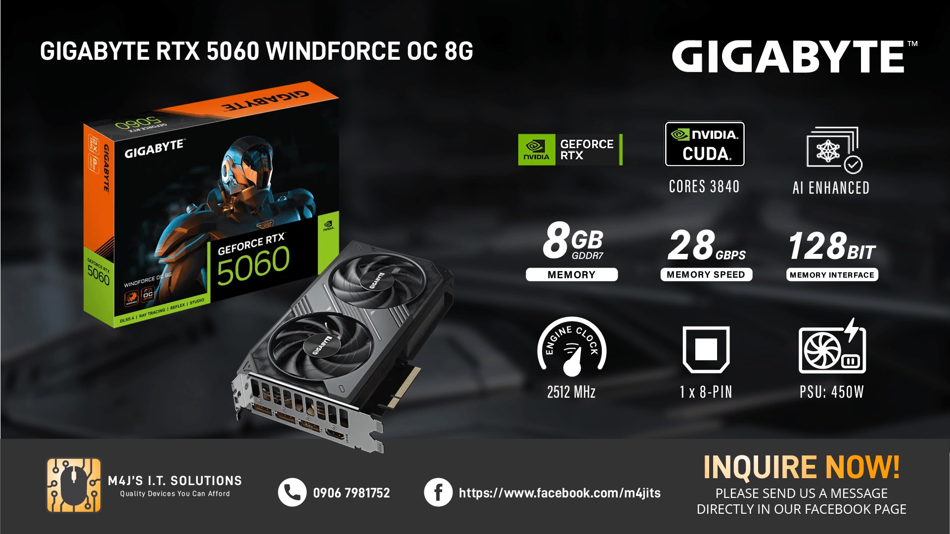 M4J's - ‼ AVAILABLE ‼ 🕹 GIGABYTE RTX 5060 WINDFORCE OC 8G Elevate your ...