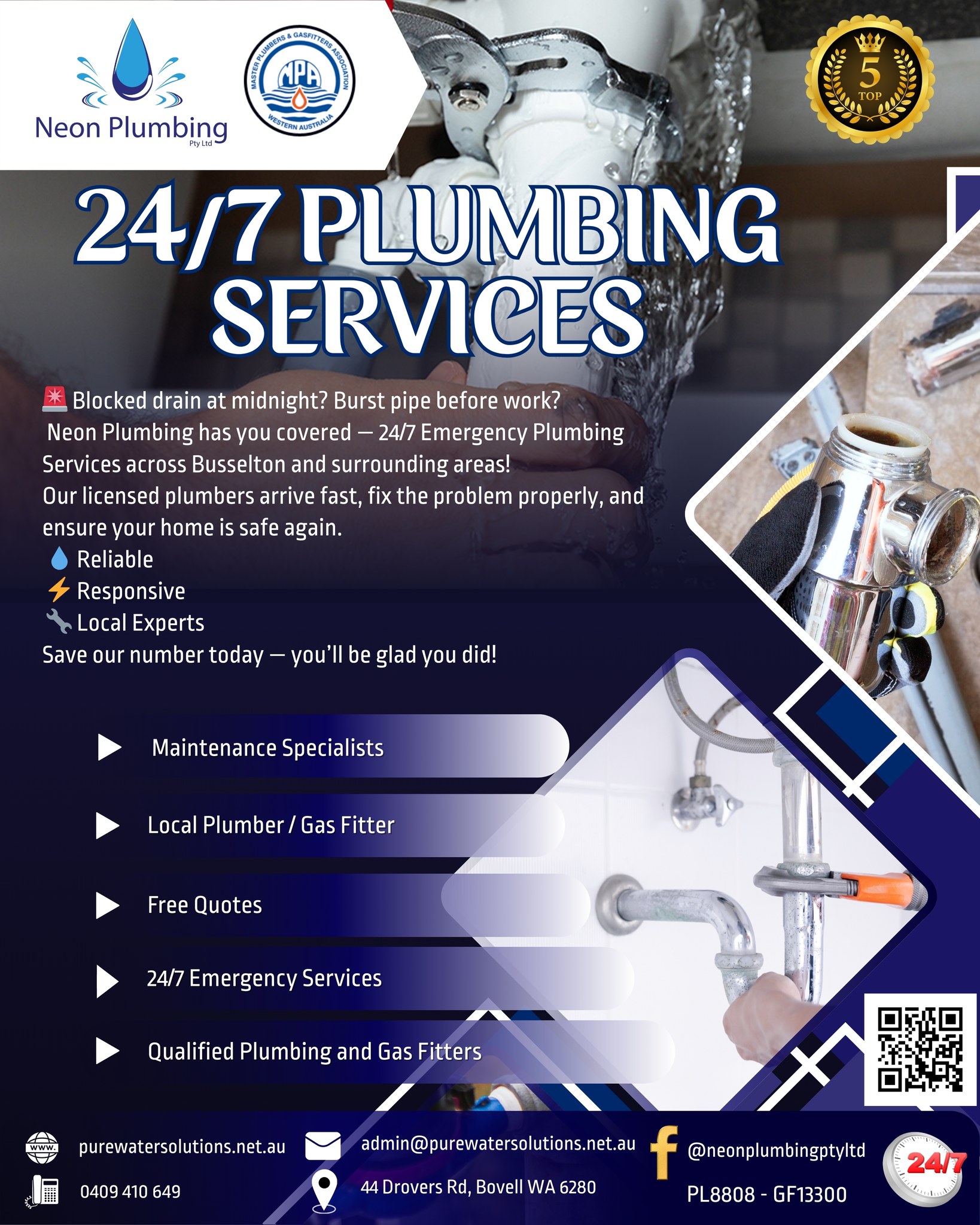 🚨 Burst pipe at midnight? No... - Neon Plumbing Pty Ltd. | Facebook