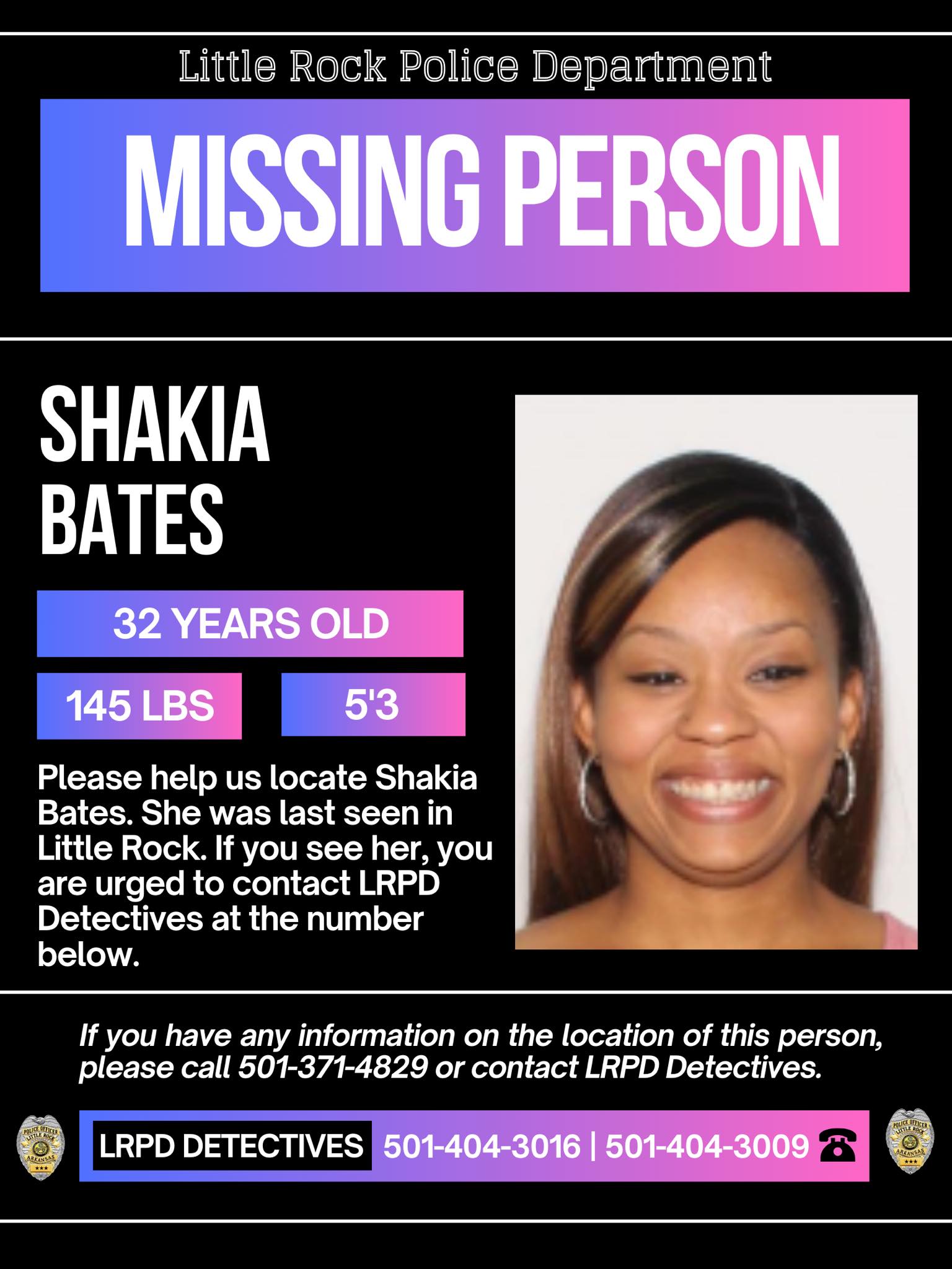 **Update** Shakia Bates... - Little Rock Police Department | Facebook
