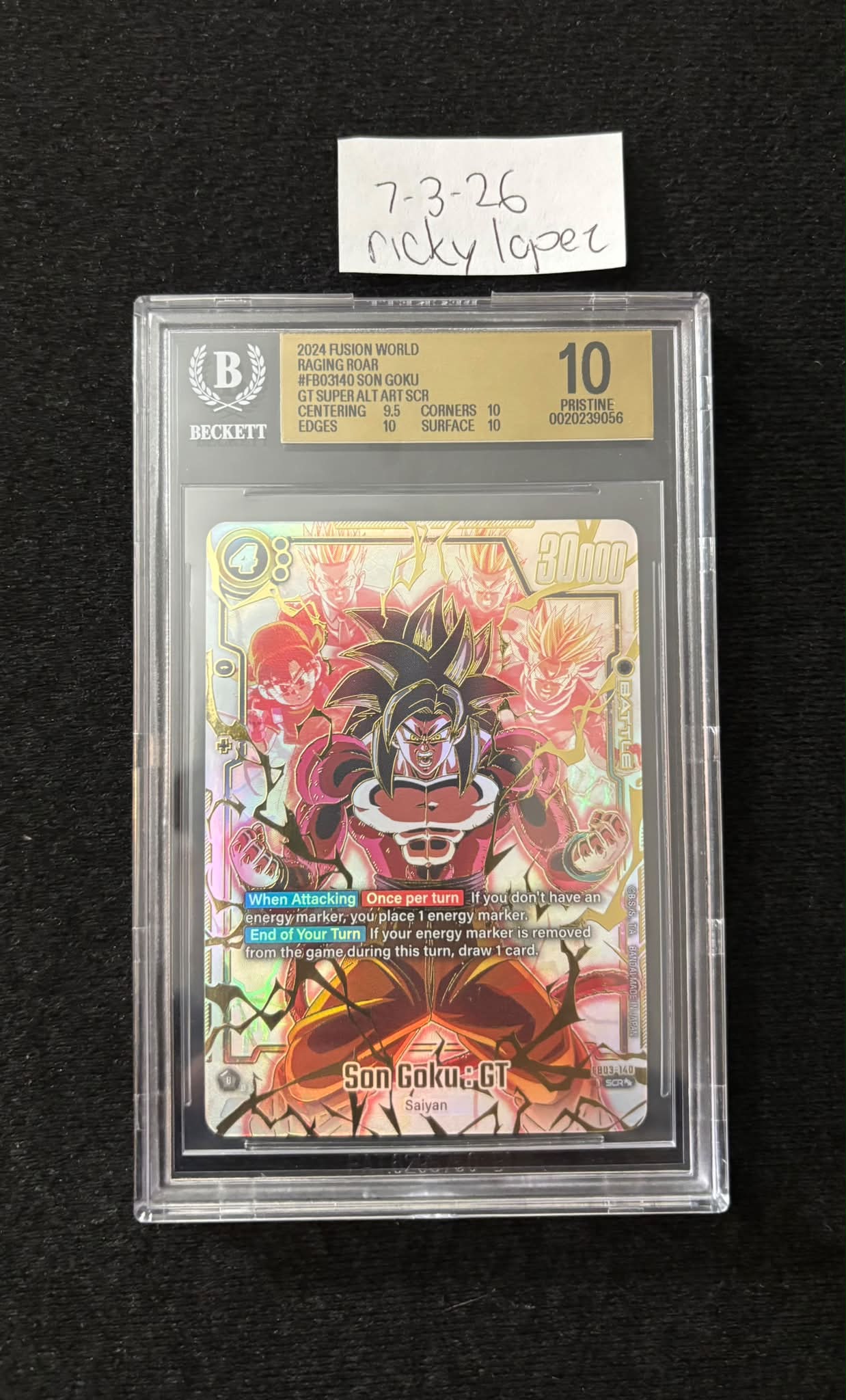 Rare Son Goku Super Alt Art card from Dragon Ball Fusion