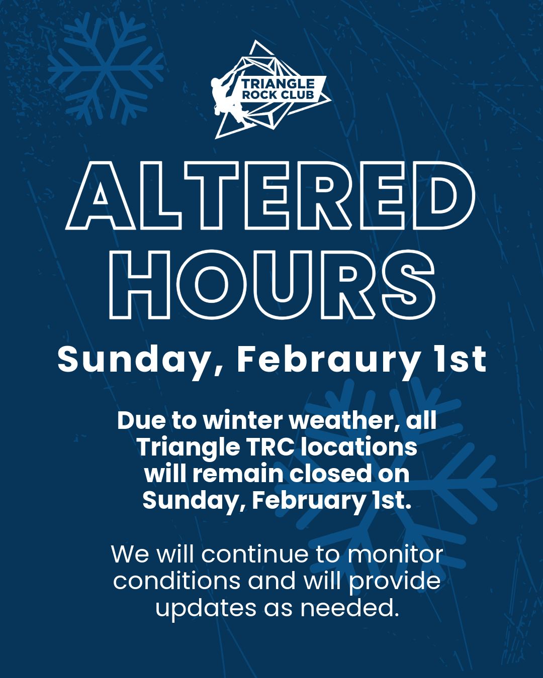 Triangle - ️ TRC Modified Hours ️ On Tuesday, January 27th all Triangle ...