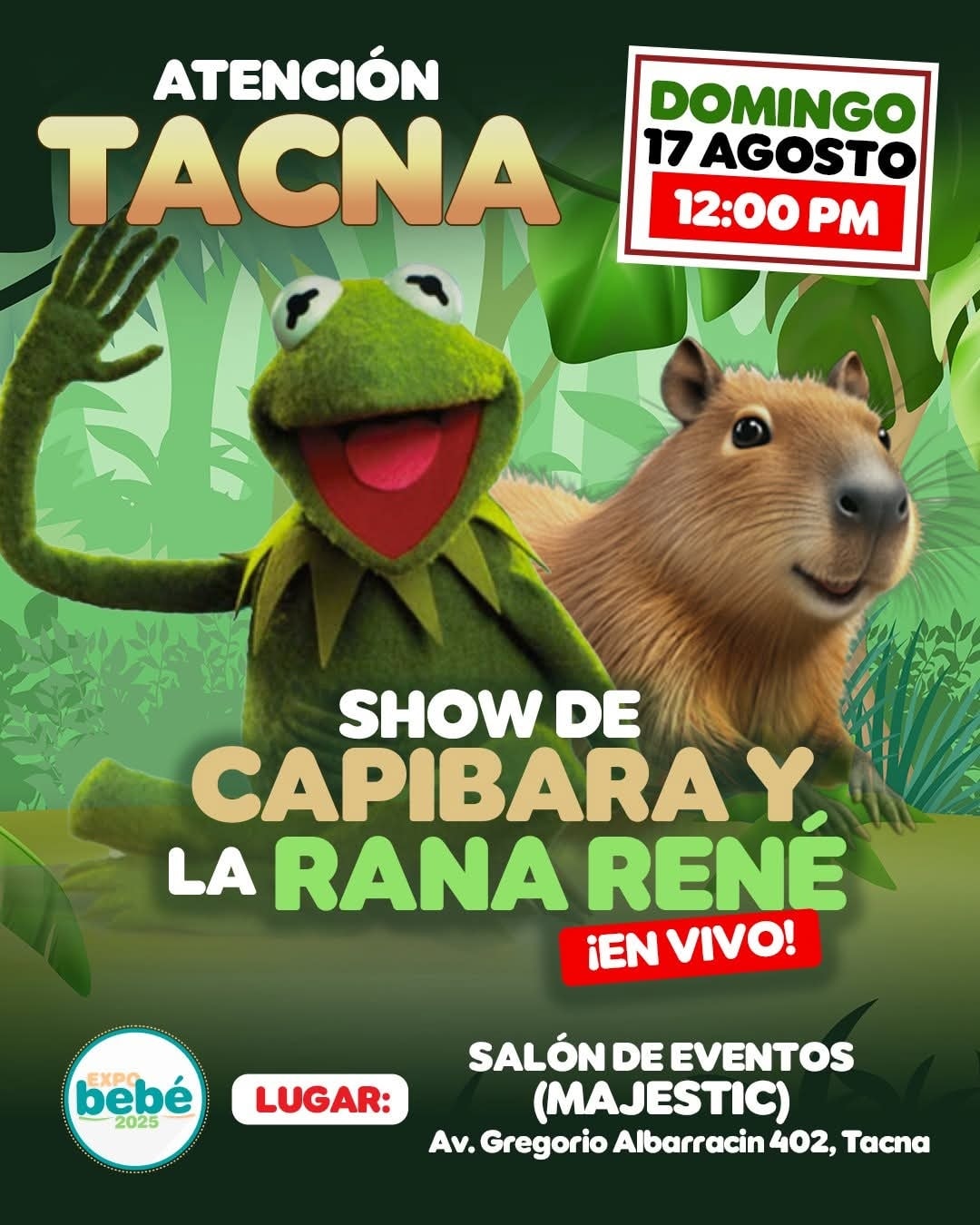 Tacna - 🌟¡𝗔𝗧𝗘𝗡𝗖𝗜𝗢́𝗡 𝗧𝗔𝗖𝗡𝗔! 🌟 ¡⭐𝗘𝗫𝗣𝗢 𝗕𝗘𝗕𝗘́ Presenta ⭐🌟 𝗦𝗛𝗢𝗪 𝗗𝗘 𝗖𝗔𝗣𝗜𝗕𝗔𝗥𝗔 ...