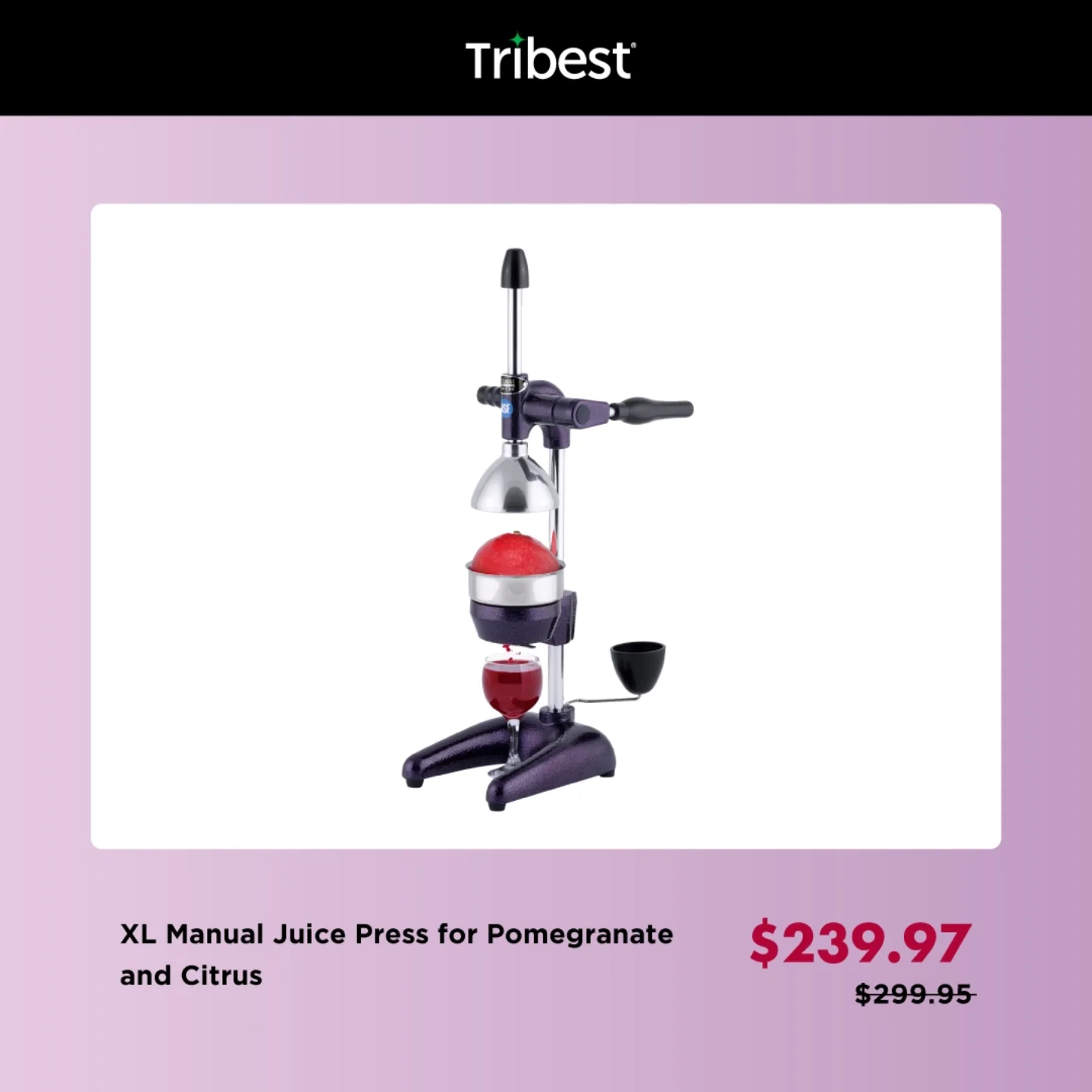 Tribest XL Manual Juice Press for Pomegranate and Citrus Black