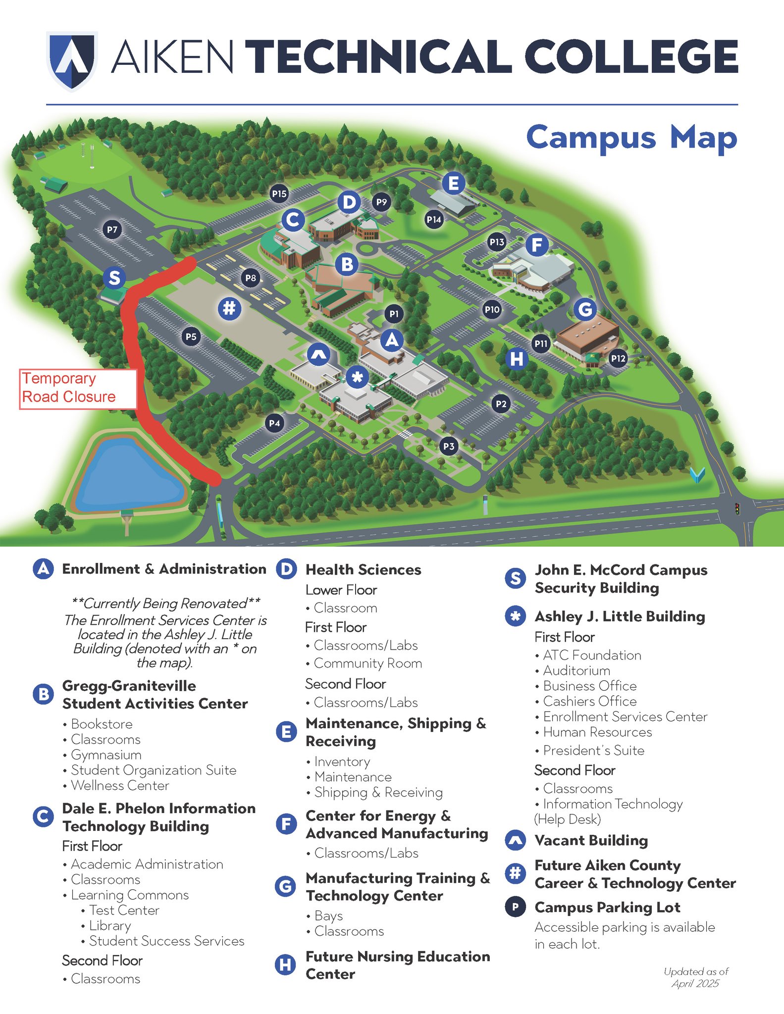 Aiken - Hey Knights! Need help figuring out where each building is? Check  out our campus map. Please note that the following parking lots are  unavailable: P1, P5, and P7. Parking lot