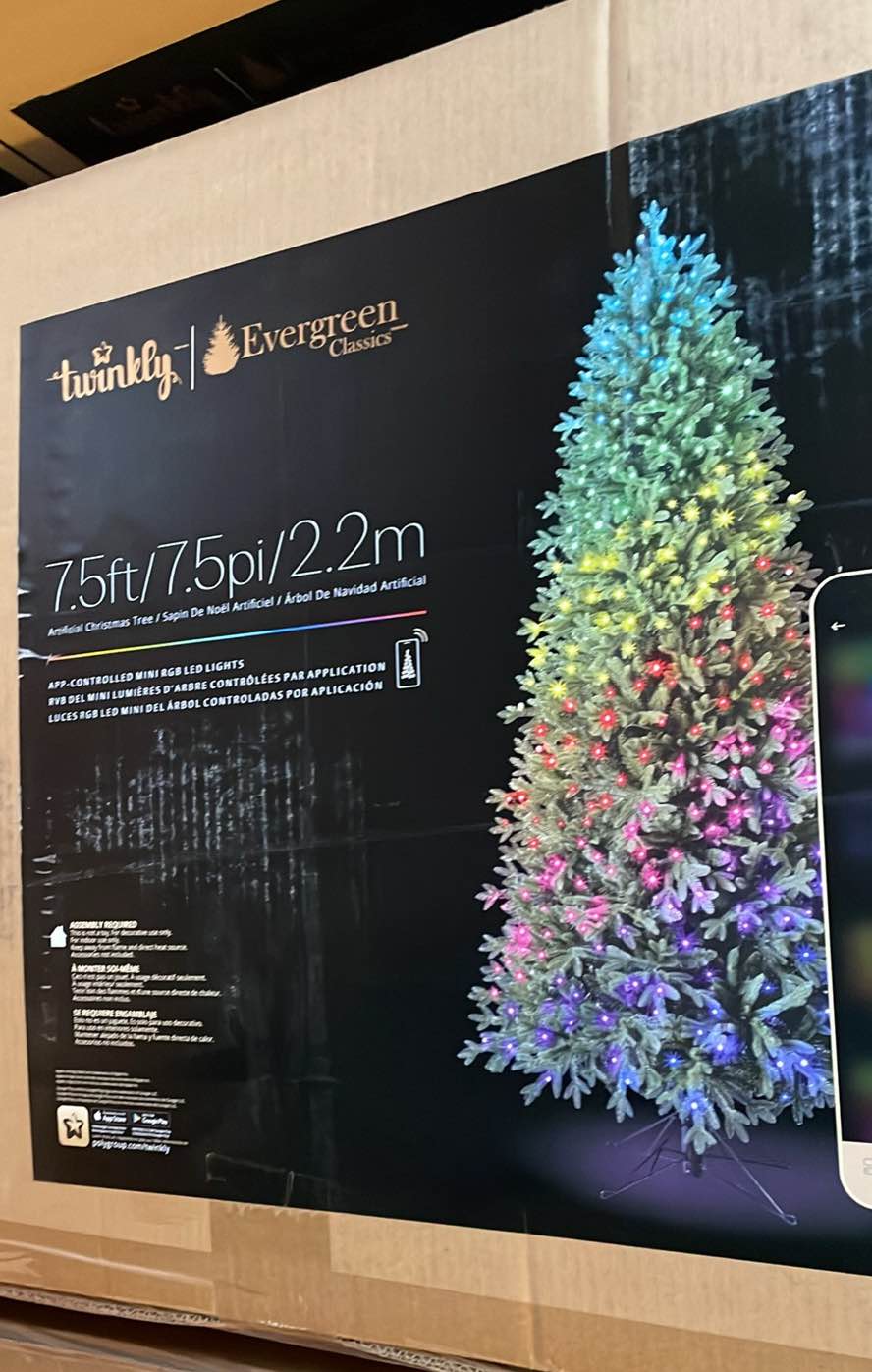 7.5’ Twinkly led Tree with app. Pre lit multicolor and white. Christmas ...
