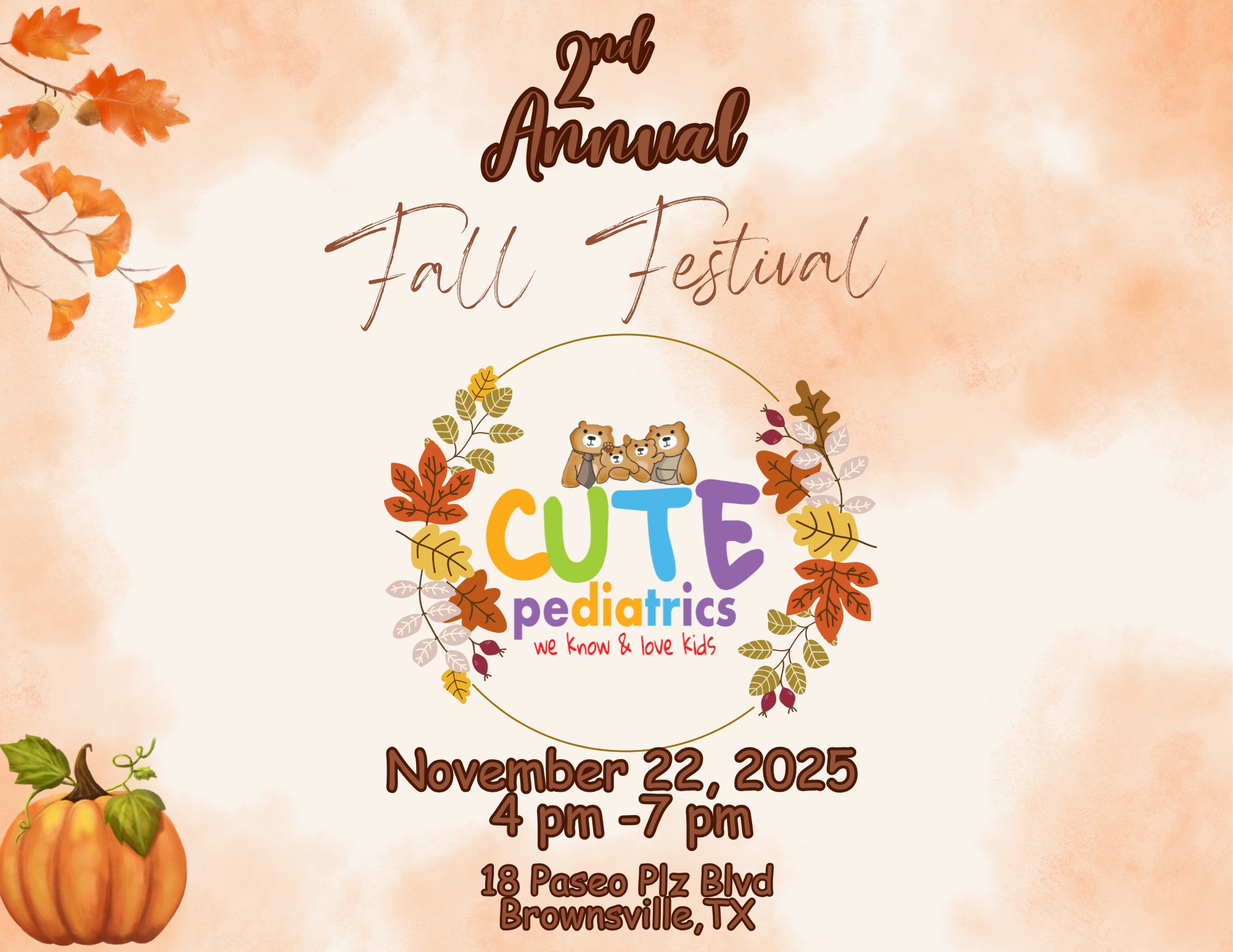 You're Invited! Cute Pediatrics Brownsville 2nd Annual Fall Festival