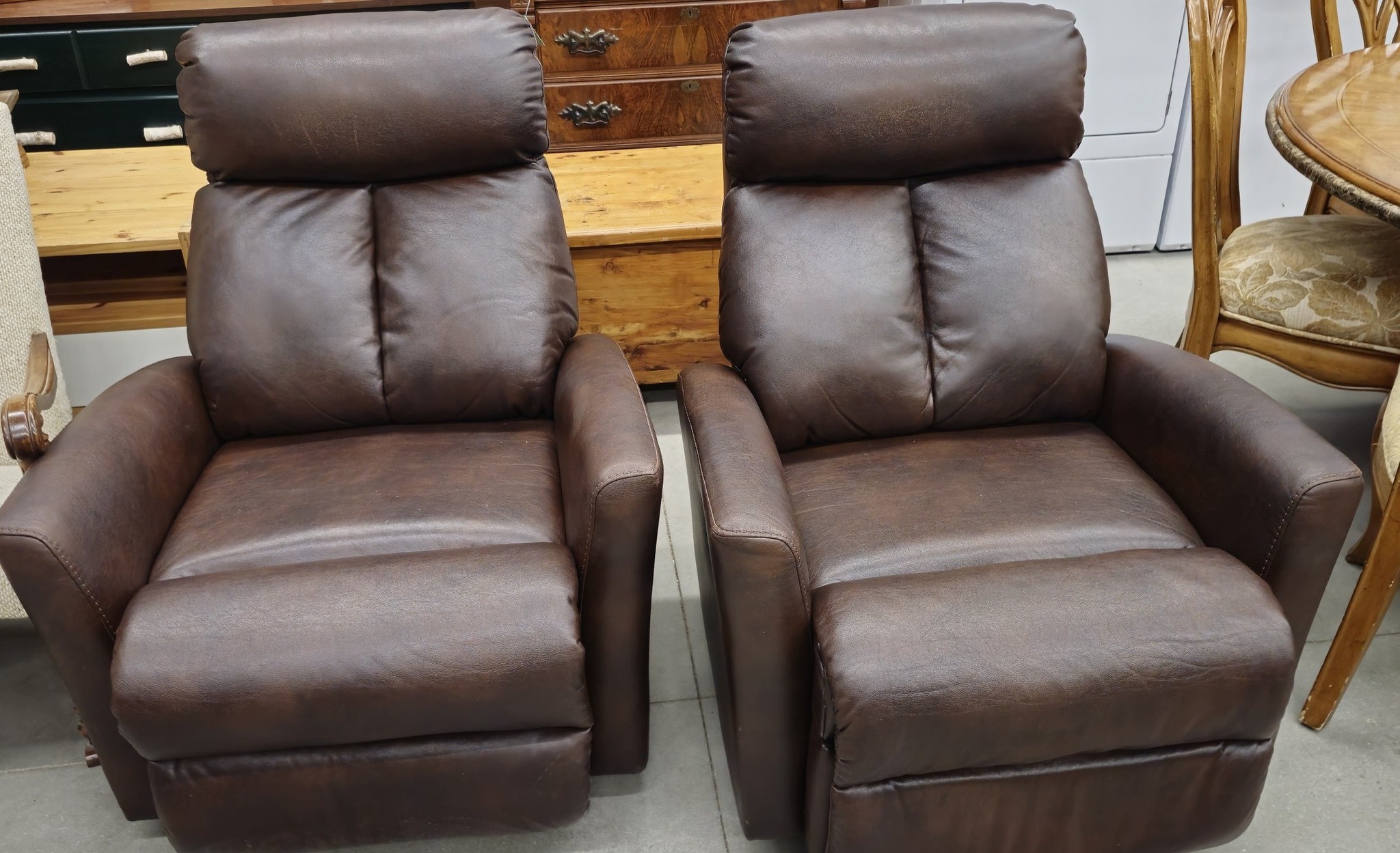 Habitat - Matching brown faux leather swivel rocker recliner chairs in ...