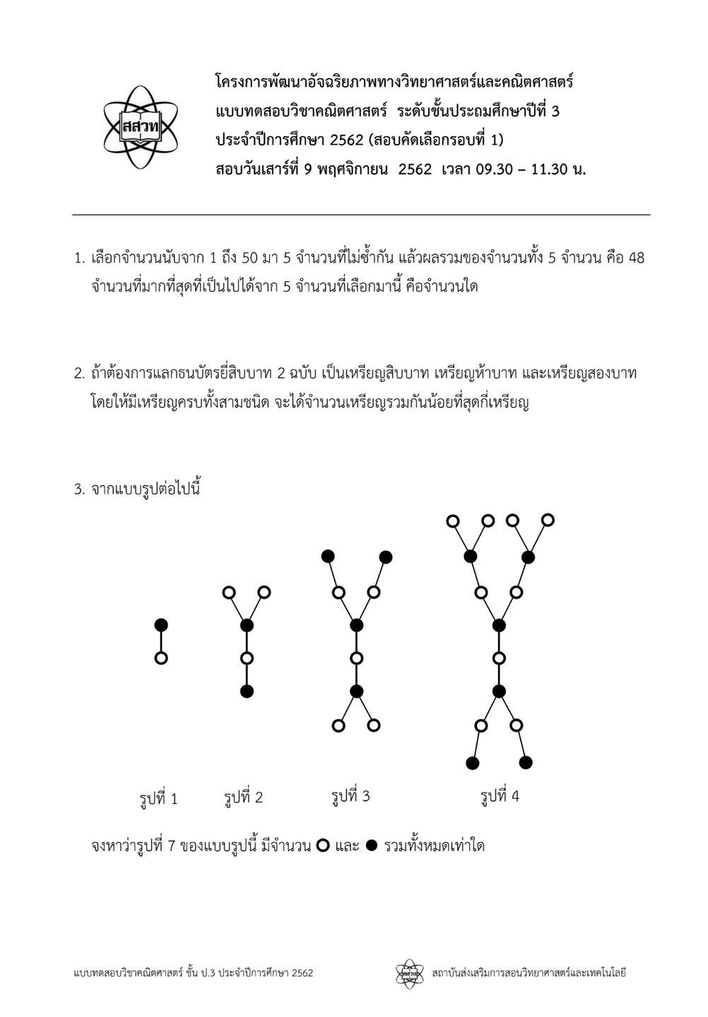 คณิต - ฝาก ป5 ป6 ทดสอบ ทำข้อสอบป3 สสวท ครับ ปกติจะได้0-5ข้อ จาก25ข้อ ป5 ...