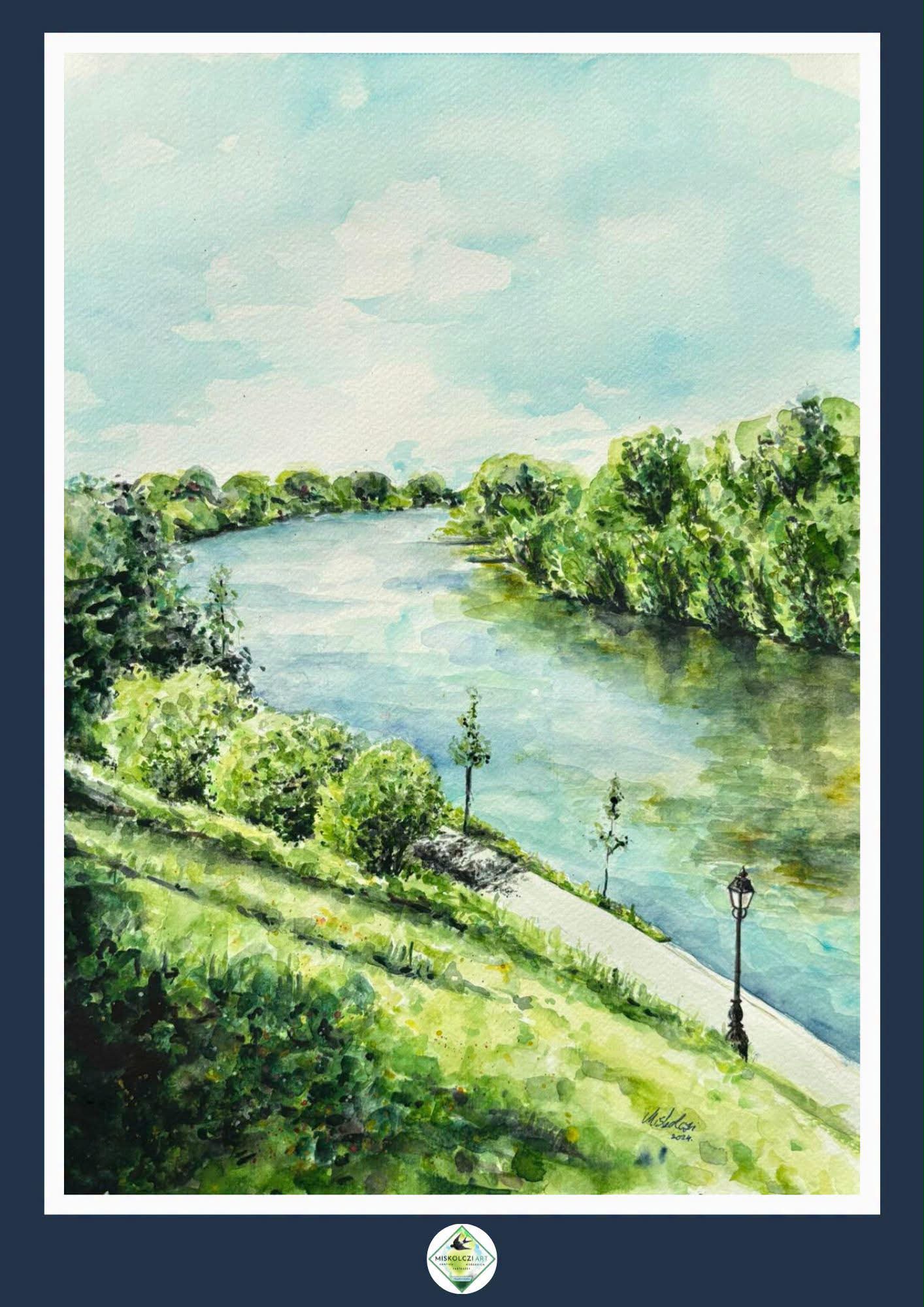 Landscape” watercolor, 30x42 cm, artist: Andrea Miskolczi from Hungary