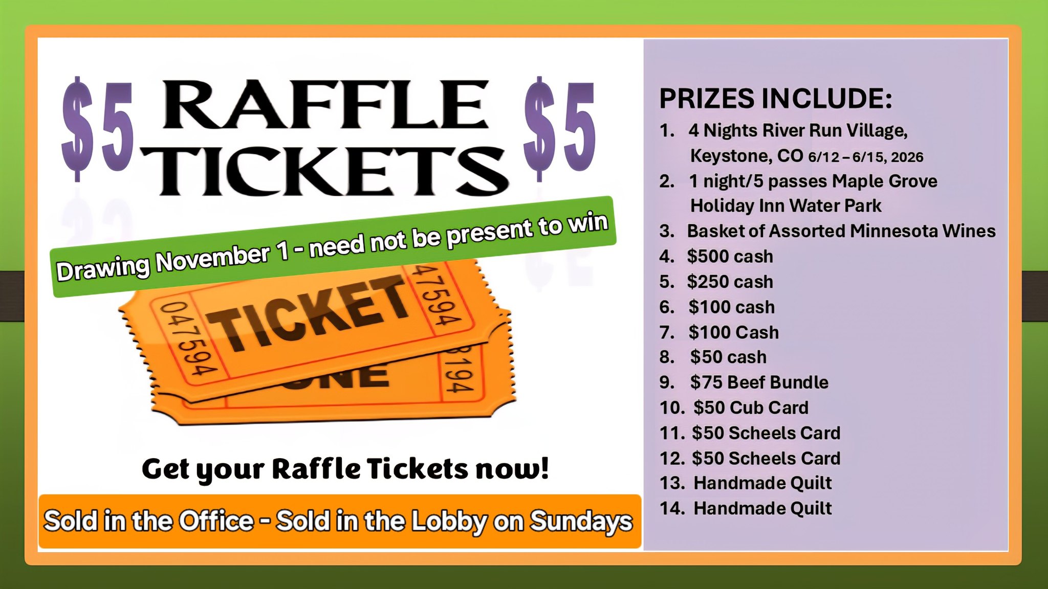 Annual Church Raffle - Trinity Lutheran Monticello MN