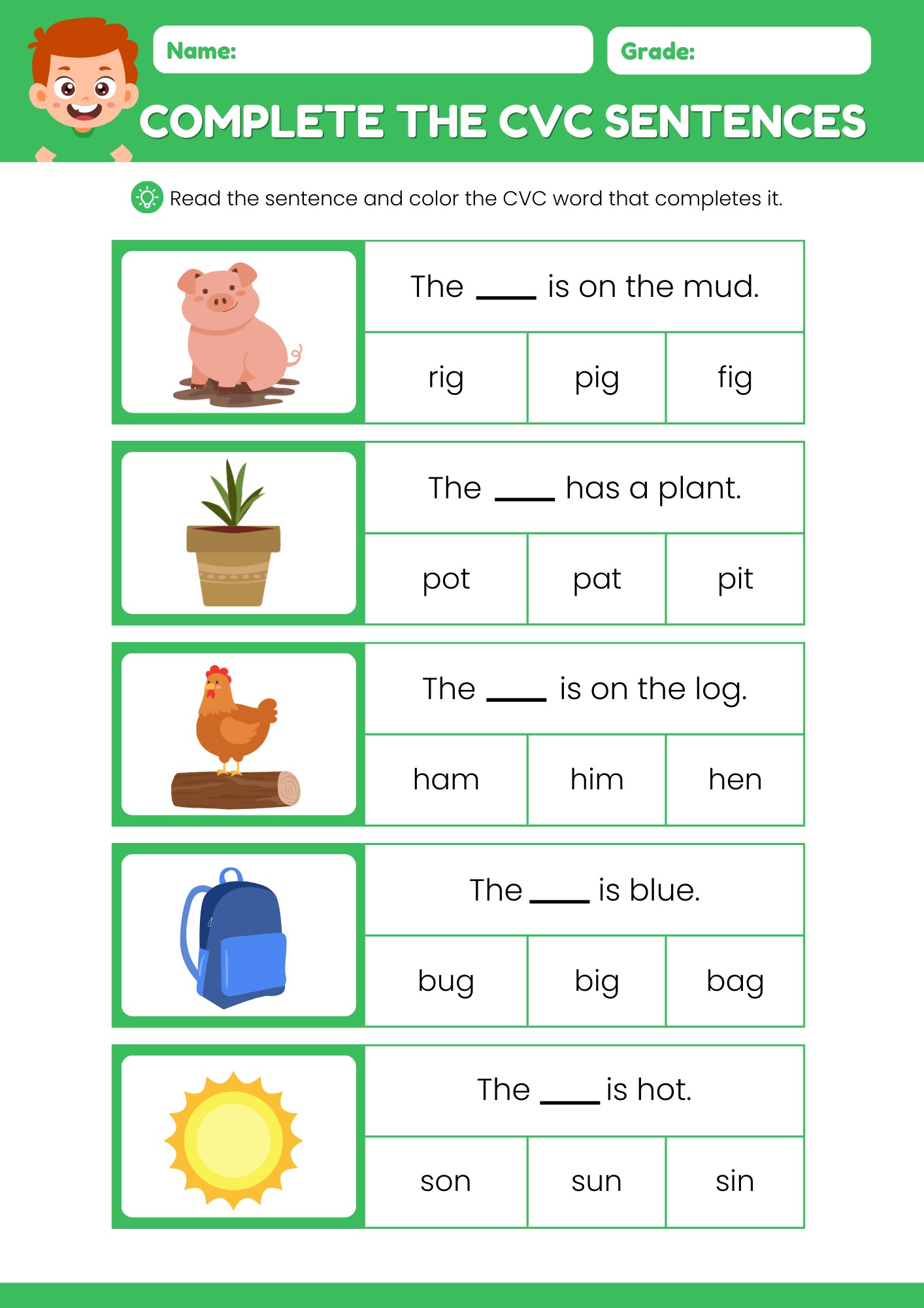 Deped Matatag Grade 2 Complete Files | CVC Sentences Activity sheets # ...