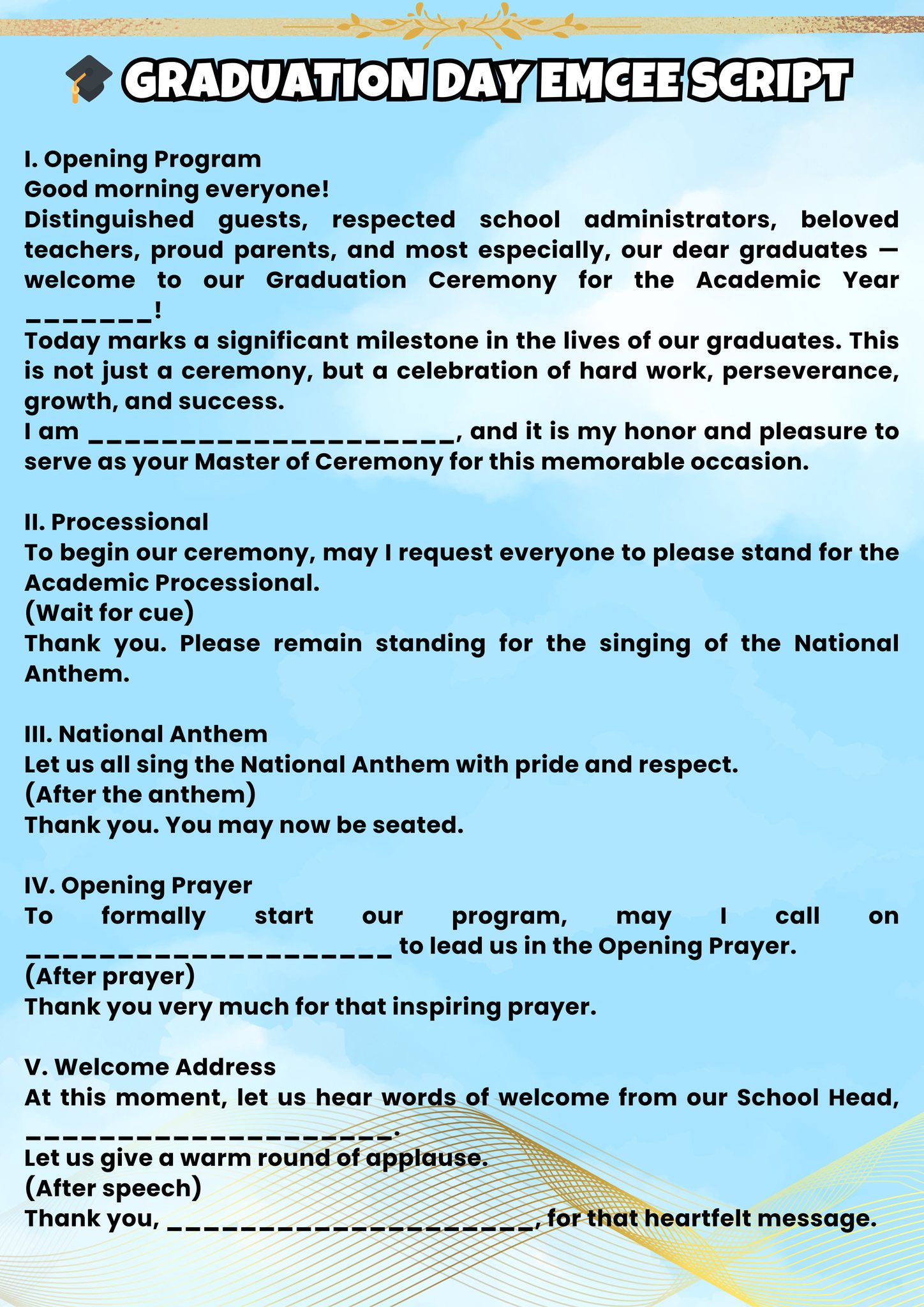 BEAR IMs - Emcee Script for Graduation Day :) Save and... | Facebook