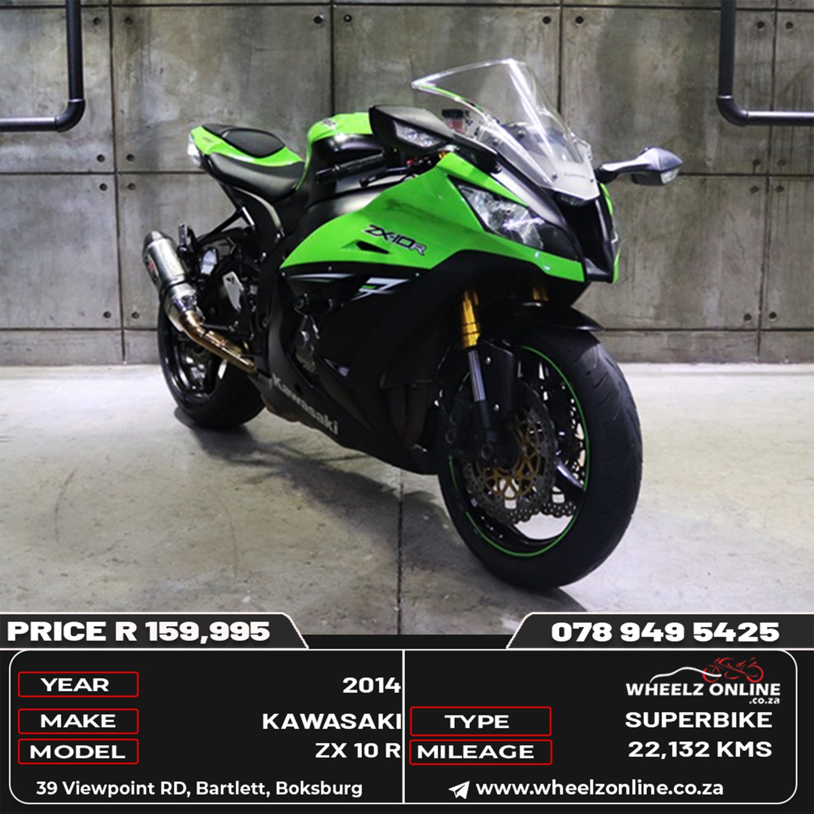 2014 Kawasaki ZX-10R superbike for sale in Boksburg