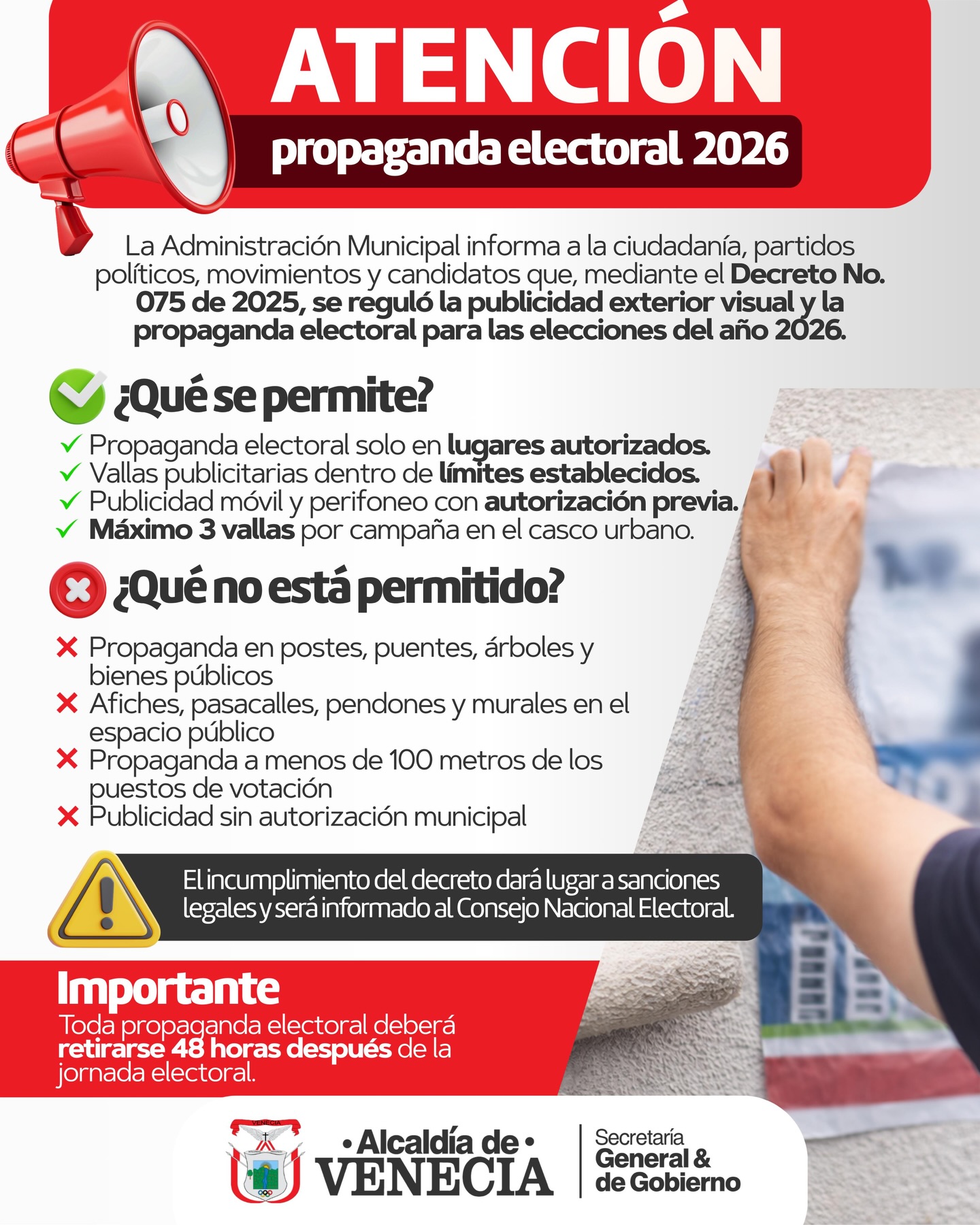 Alcaldía - 📢 ATENCIÓN | PROPAGANDA ELECTORAL 2026 La Administración ...