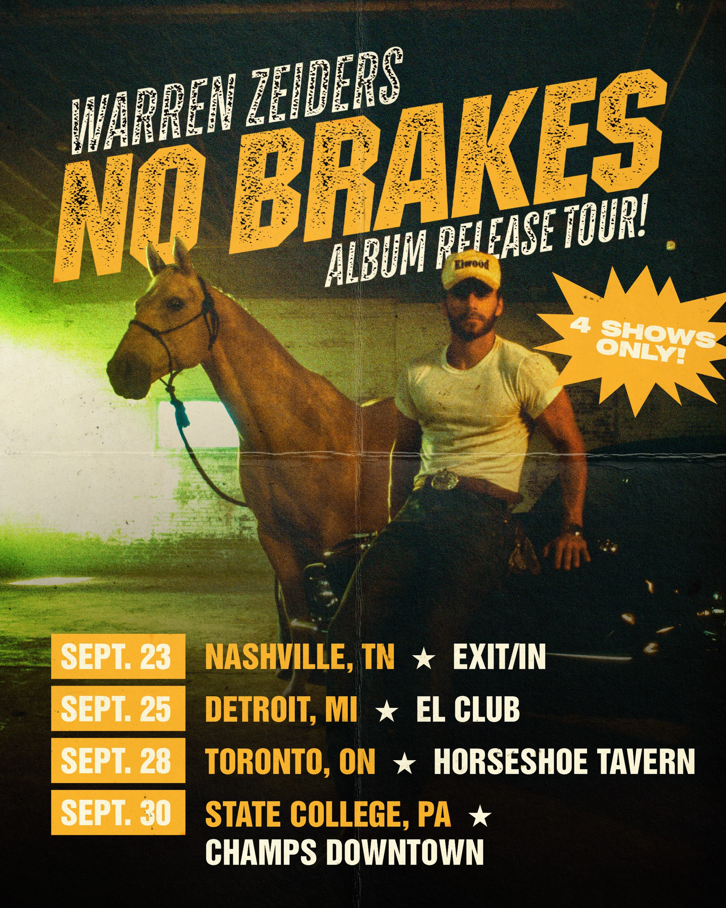 No Brakes Album Release Shows. Four Shows Only. Limited Tickets