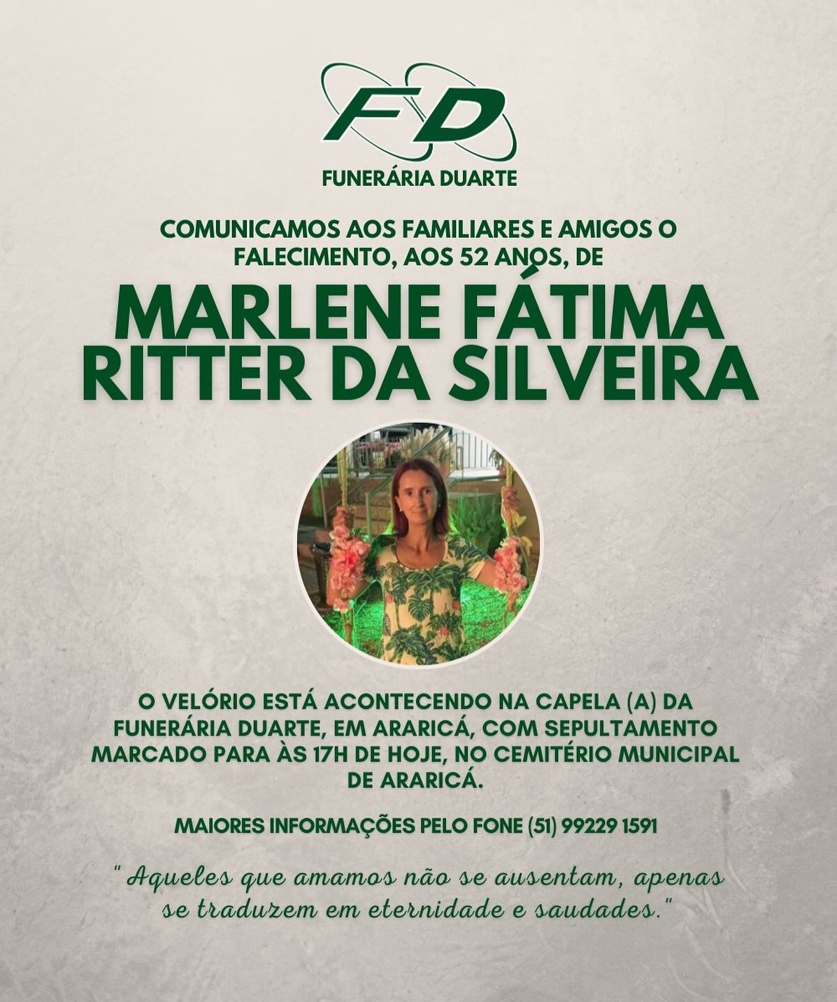 Funerária - NOTA DE FALECIMENTO! É com imenso respeito e pesar que a ...