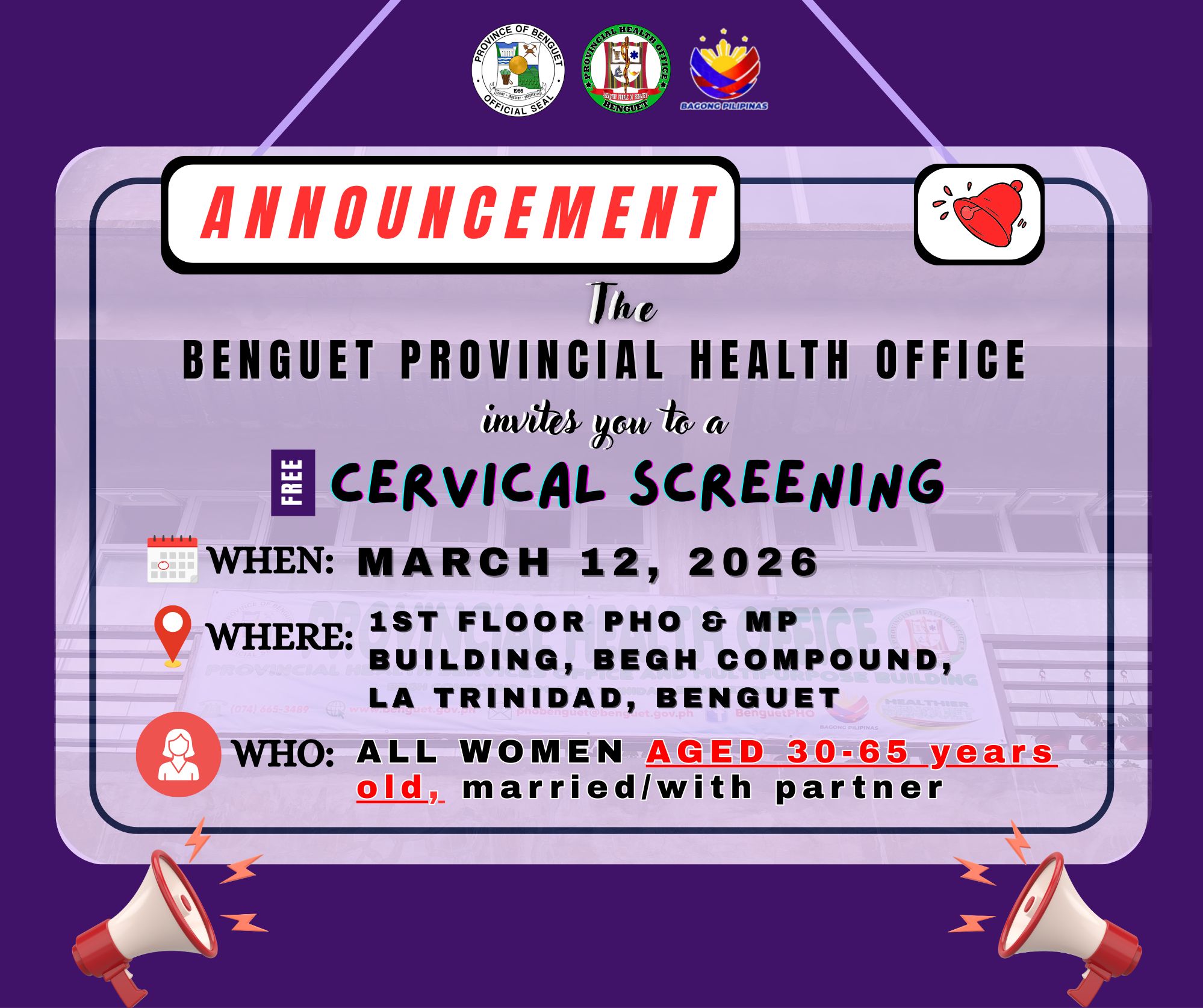 📢 𝗣𝗔𝗞𝗗𝗔𝗔𝗥 | 𝐅𝐑𝐄𝐄 𝐂𝐄𝐑𝐕𝐈𝐂𝐀𝐋 𝐒𝐂𝐑𝐄𝐄𝐍𝐈𝐍𝐆... - DILG Benguet, CAR | Facebook