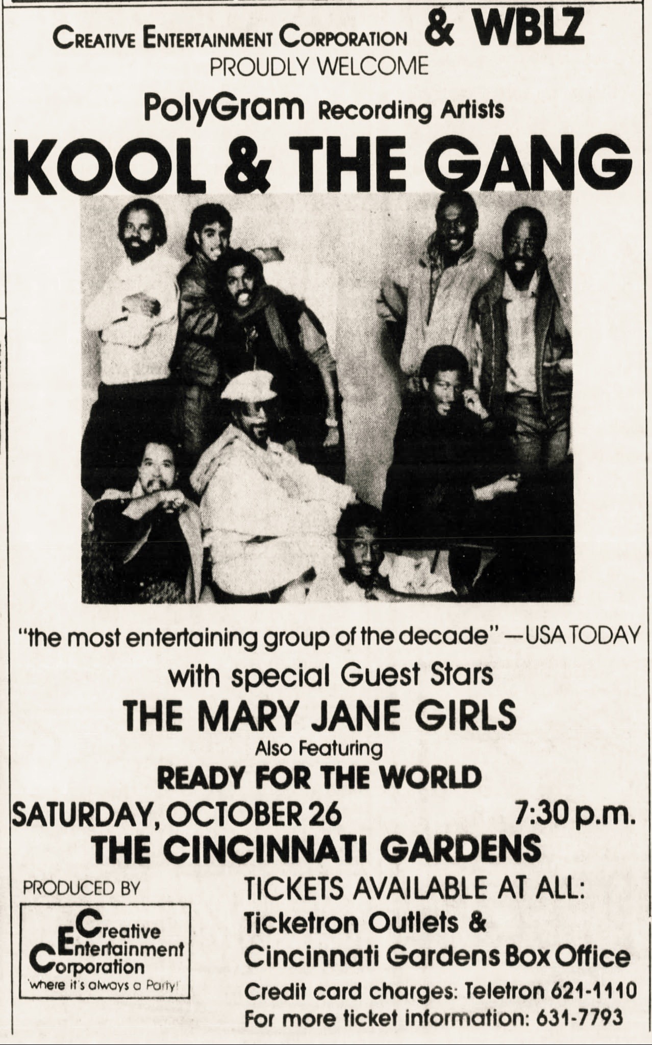 Kool & The Gang concert at Long Beach Arena on September 28th, 1985