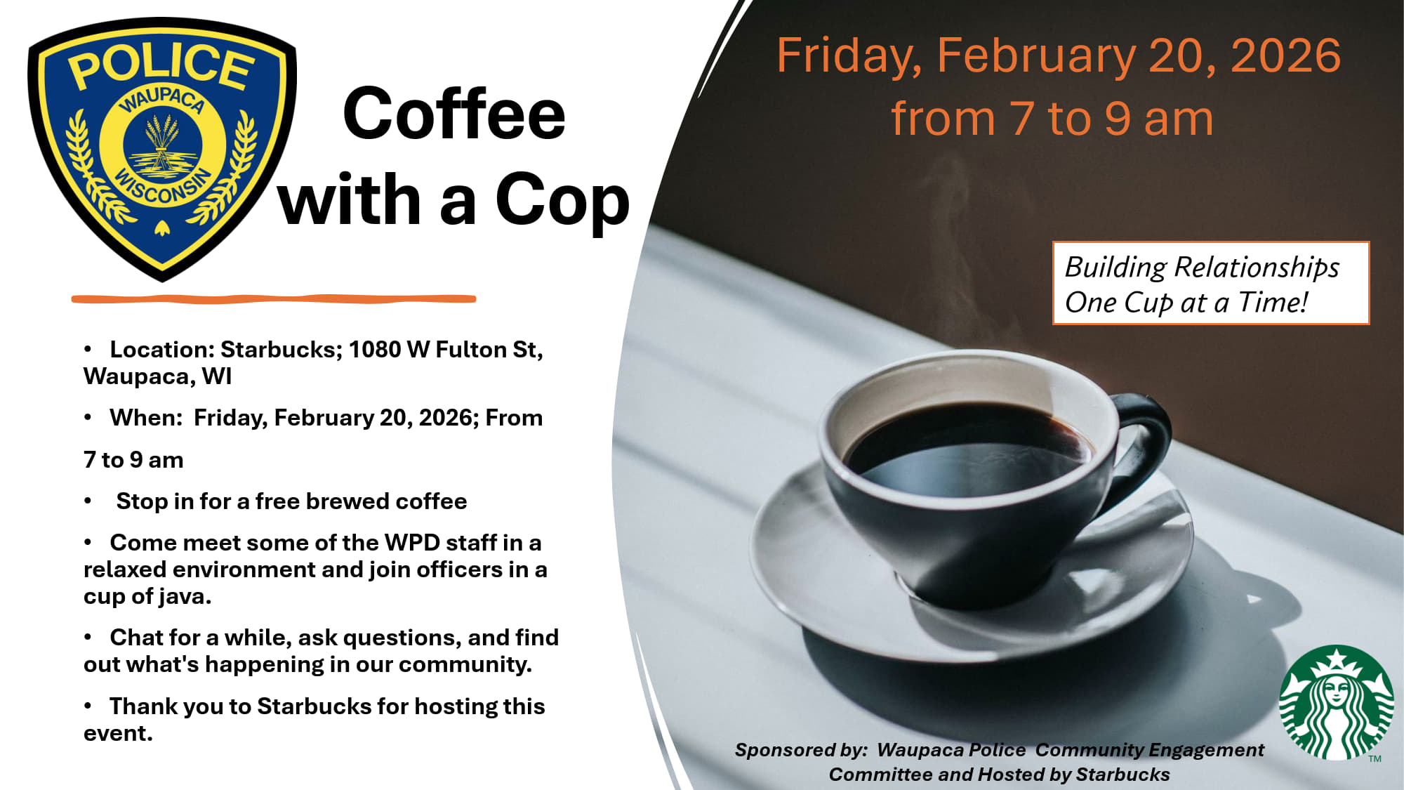 City of Waupaca - The Waupaca Police Department invites... | Facebook