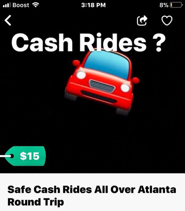 CASH RIDES IN METRO ATLANTA AREA ALL DAY CALL 4704730531 RIVERDALE AREA ...