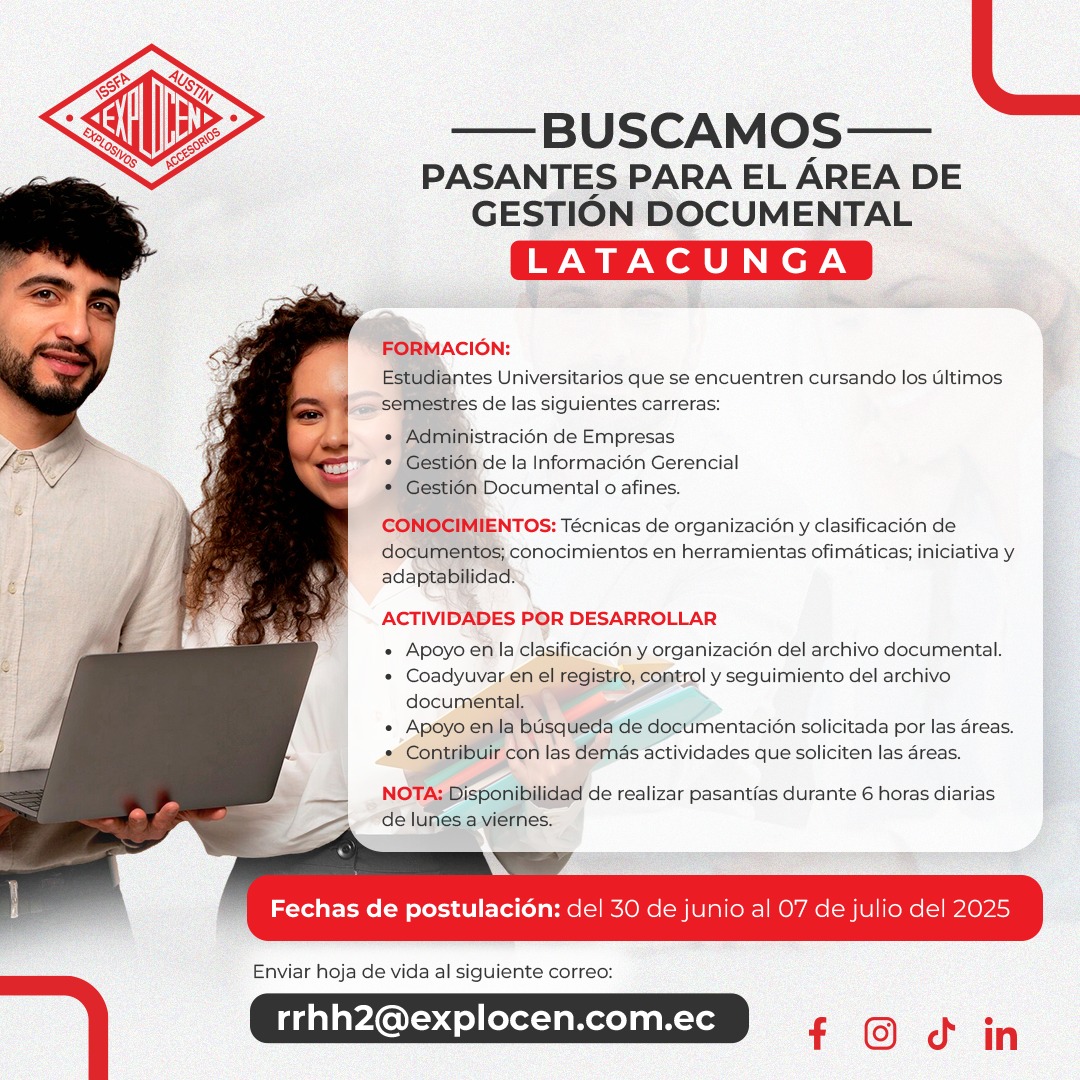 Explocen - 🎉 ¡Únete a la familia EXPLOCEN C.A.! 😎 Estamos en búsqueda ...