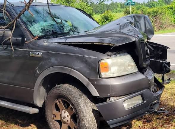 Truck - Pickup truck crashes into tree in Cameron A driver was unharmed ...