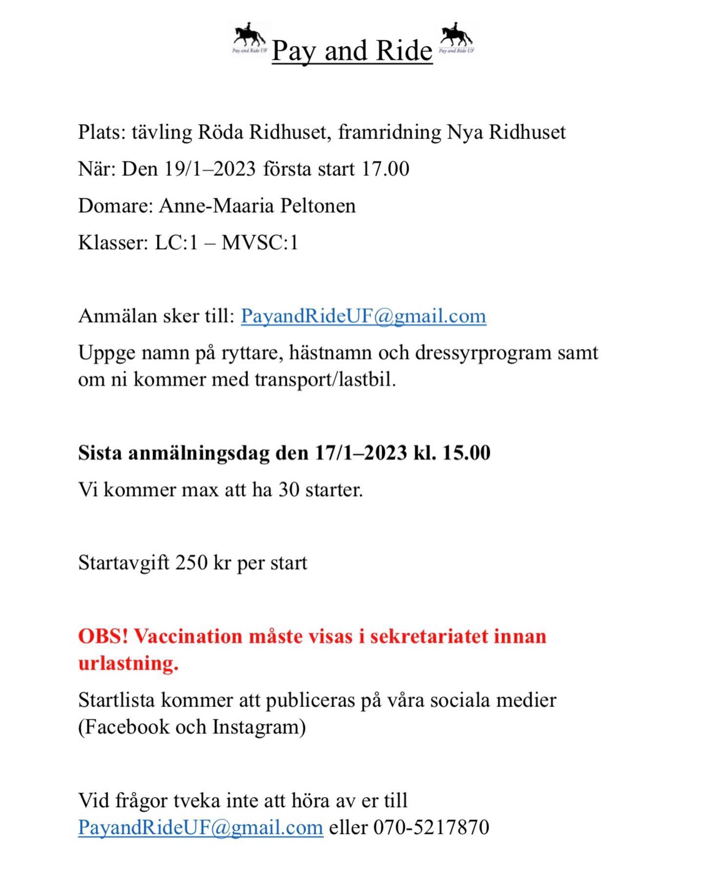 Pay and Ride UF - OBS! FULLT Välkomna på Pay and Ride här...