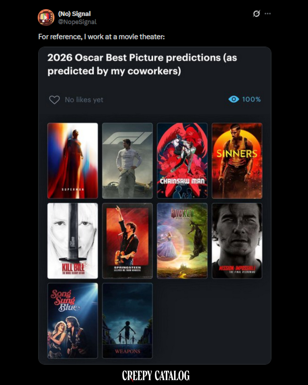 Creepy Catalog - Any Oscar predictions you made that... | Facebook