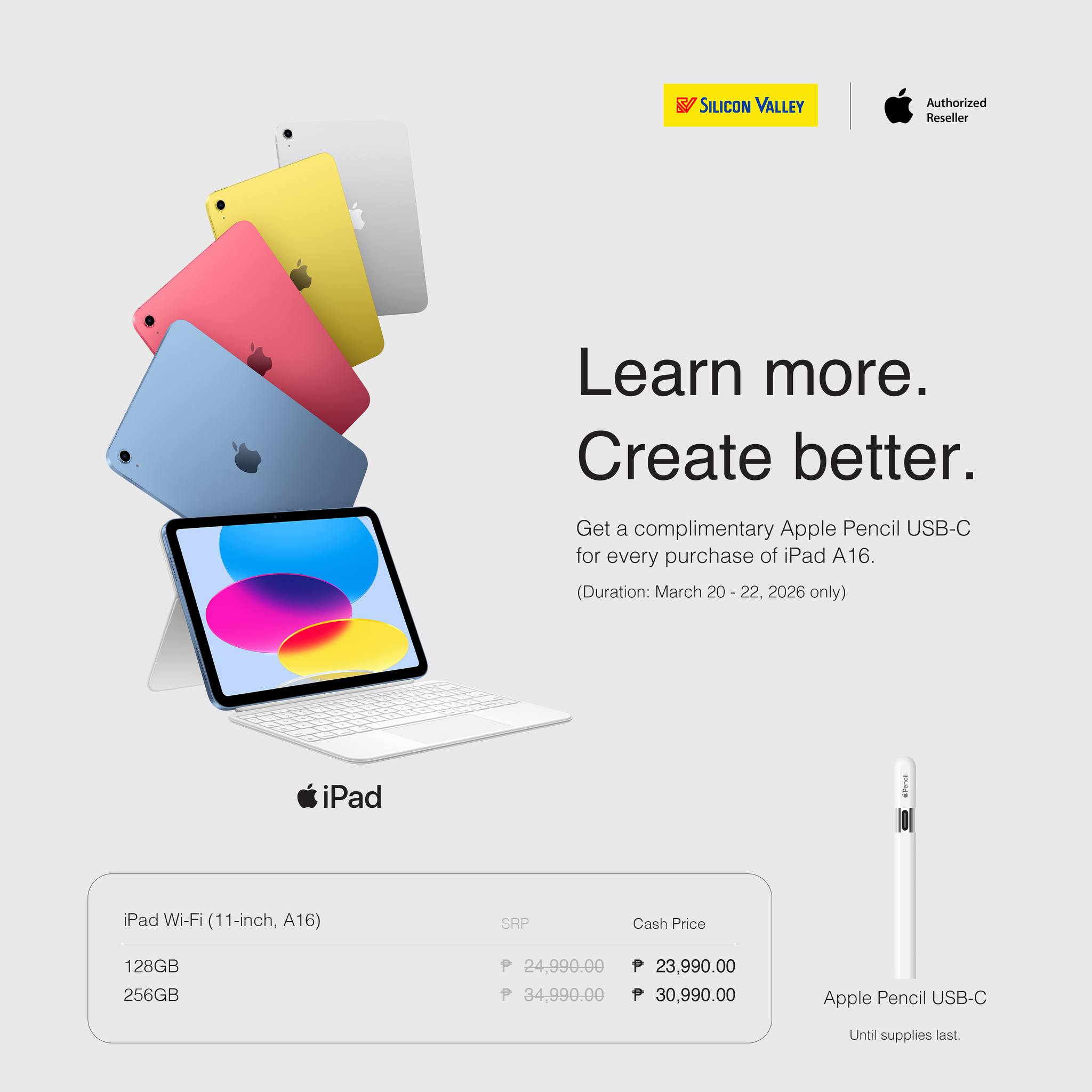Save ₱4,000 and get a free Apple Pencil USB-C this summer 