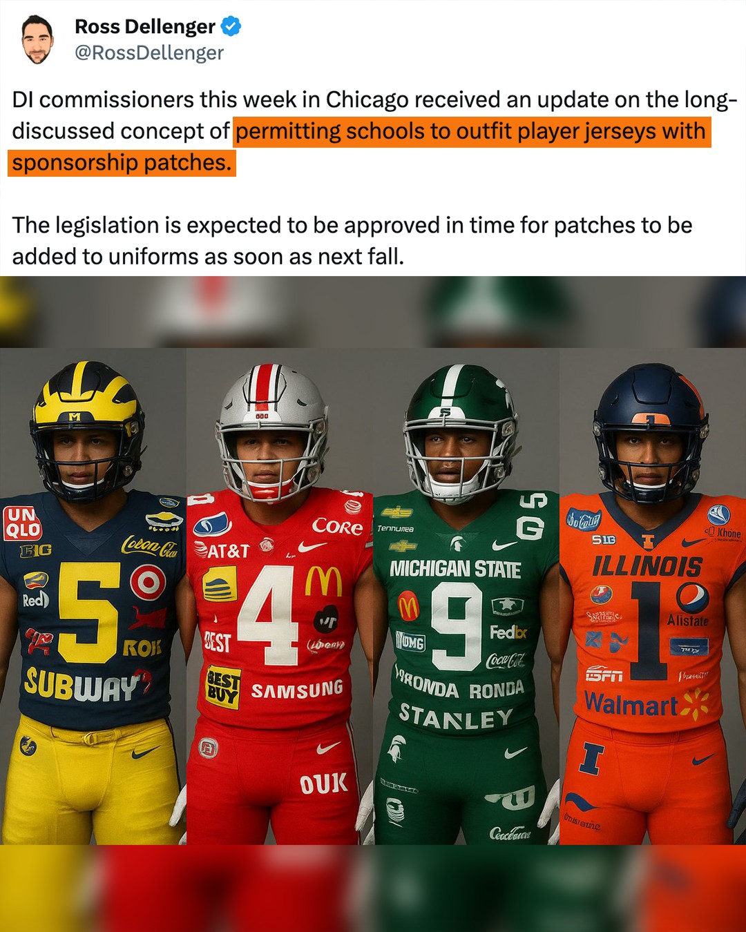 DraftKings - Sponsor patches on college football jerseys could be ...