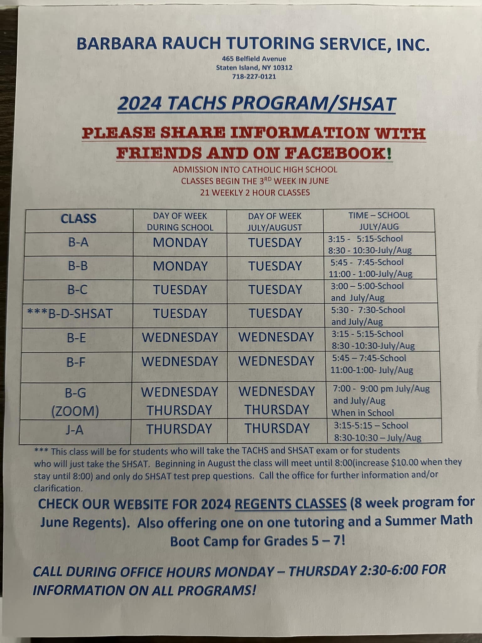 Barbara Rauch Tutoring Service | Staten Island NY