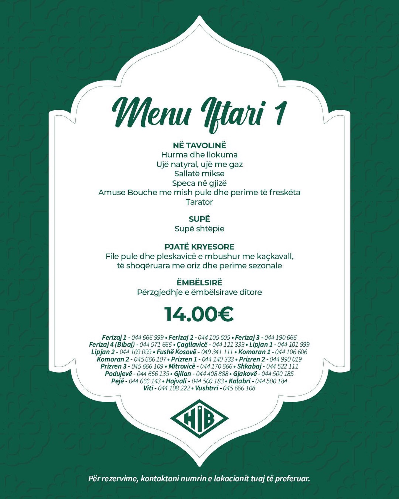 HIB - 🌙 Menu Iftari 1 E përgatitur për një tryezë plot shije 🤍 Për ...