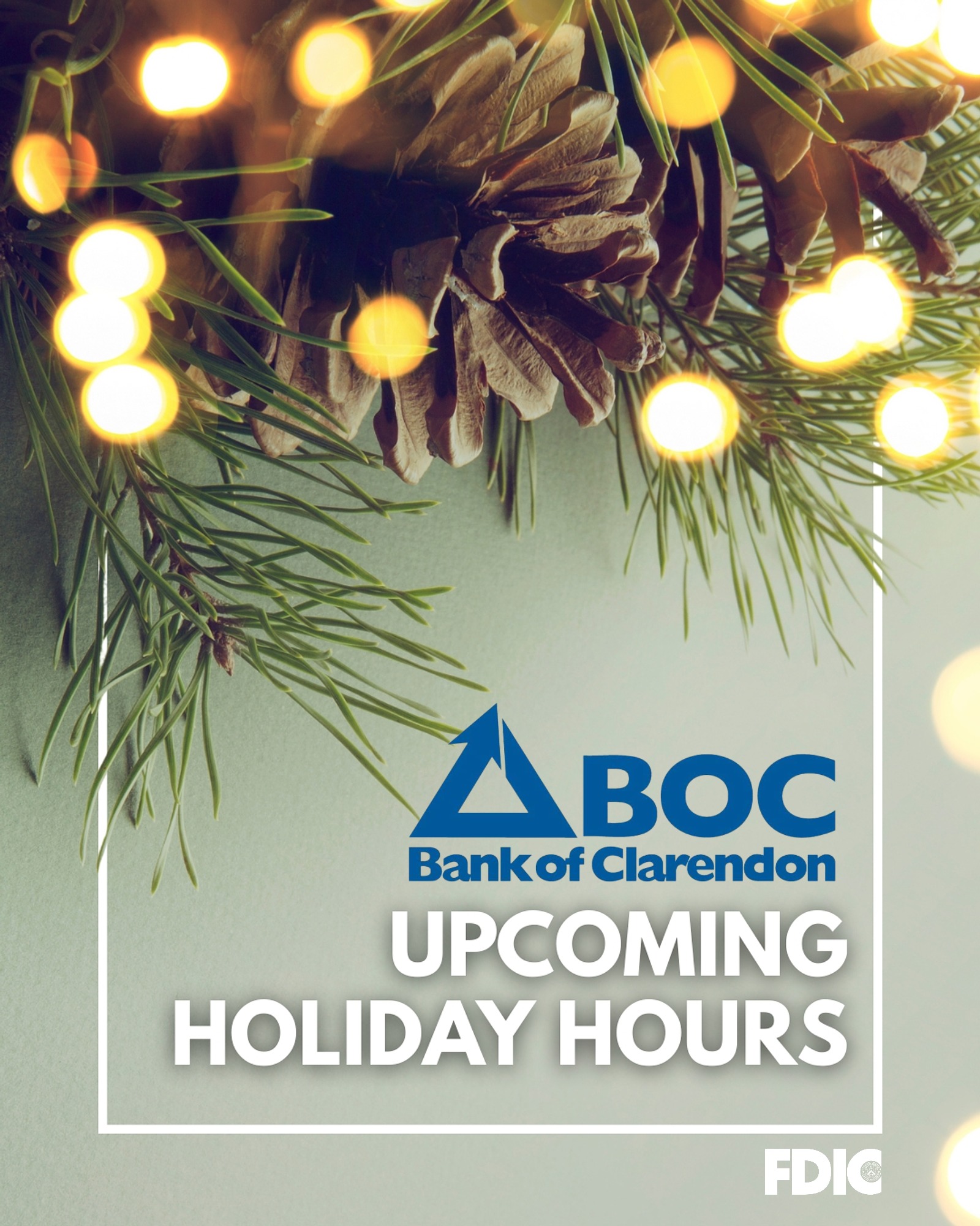 Bank - Heads up on our holiday schedule! As the season picks up, here’s ...