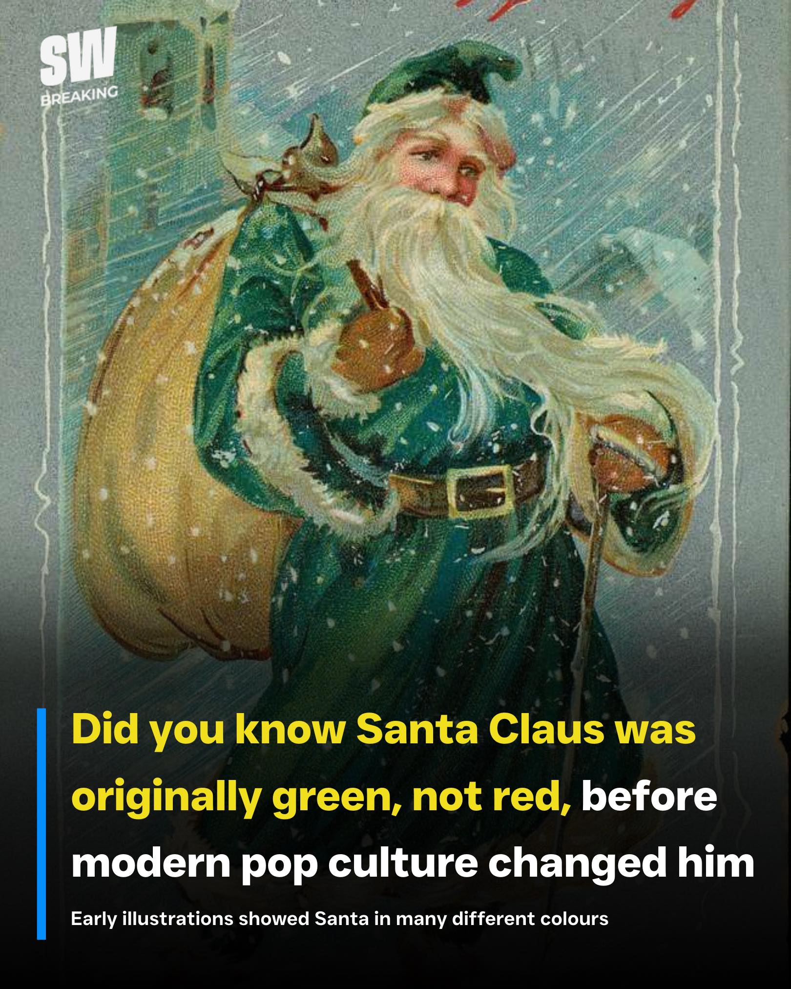 santa dressed in green Claus's original color was High Cover 2025 w13