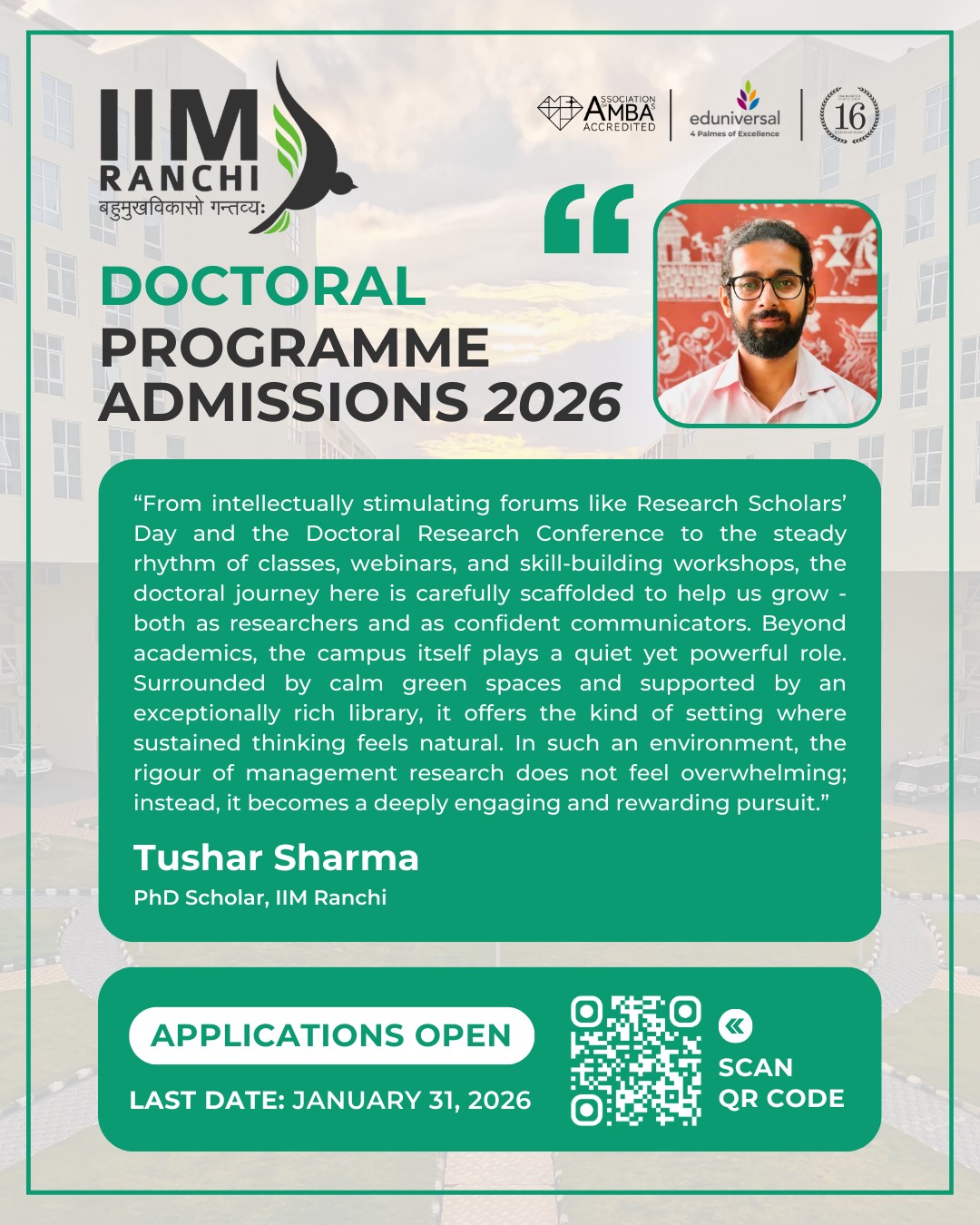 IIM - Admissions Open for Doctoral Programme 2026 at IIM Ranchi! This ...