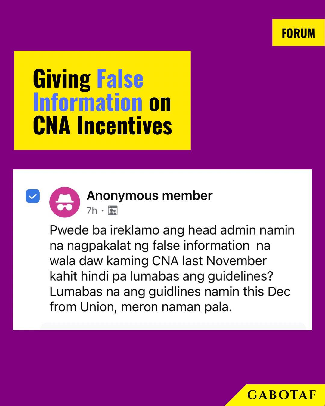 Government - POD: Concerns about the grant of CNA Incentives; where to ...