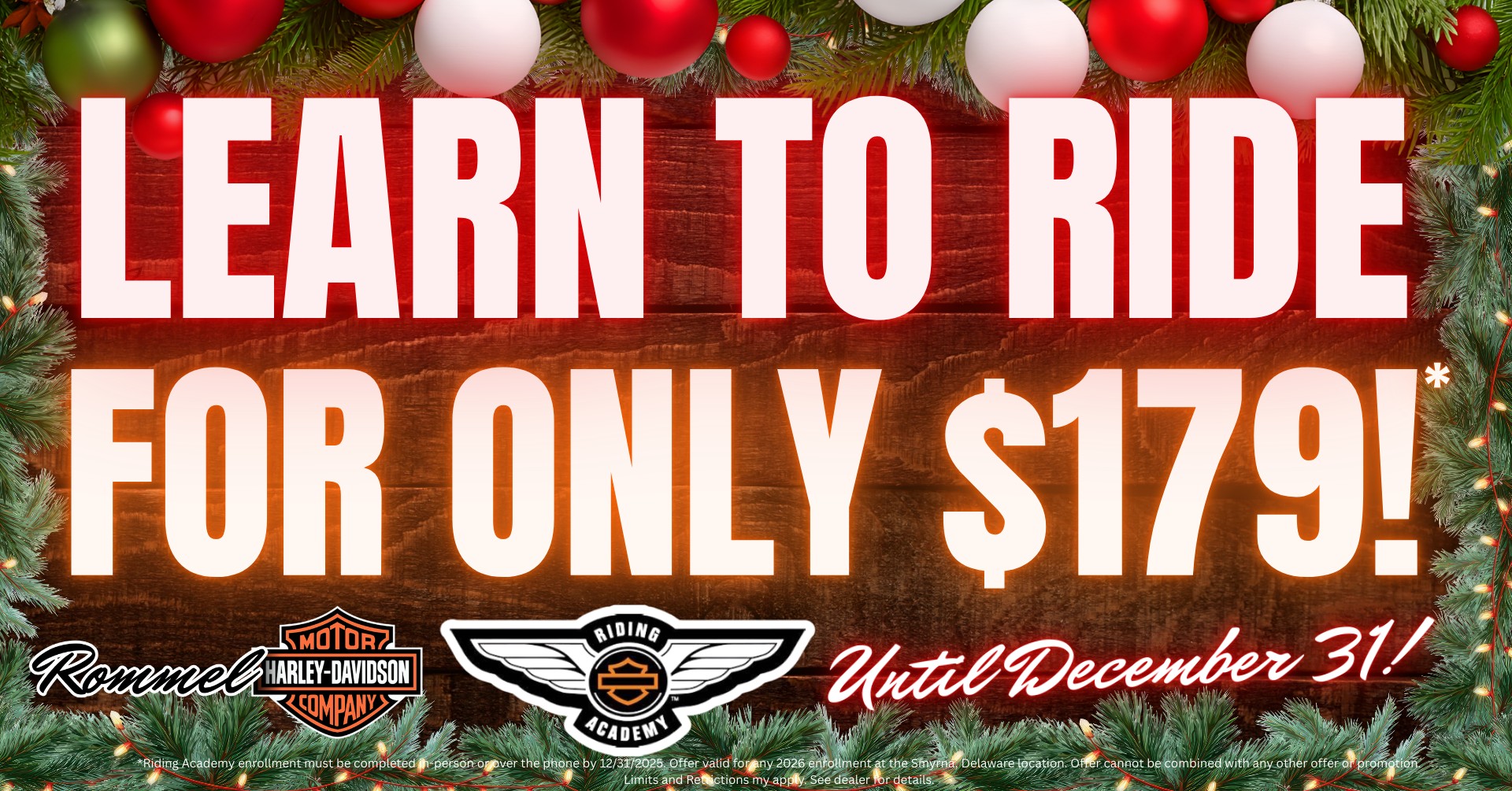 🎄 LEARN TO RIDE at... - Rommel Harley-Davidson in Smyrna | Facebook