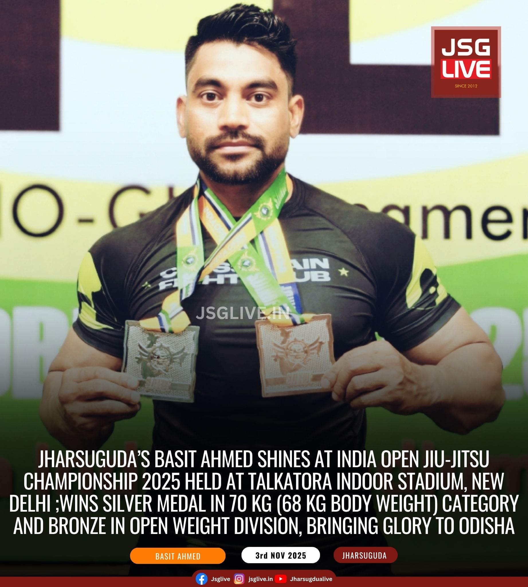 JsgLive - Jharsuguda’s Basit Ahmed Shines at India Open Jiu-Jitsu ...