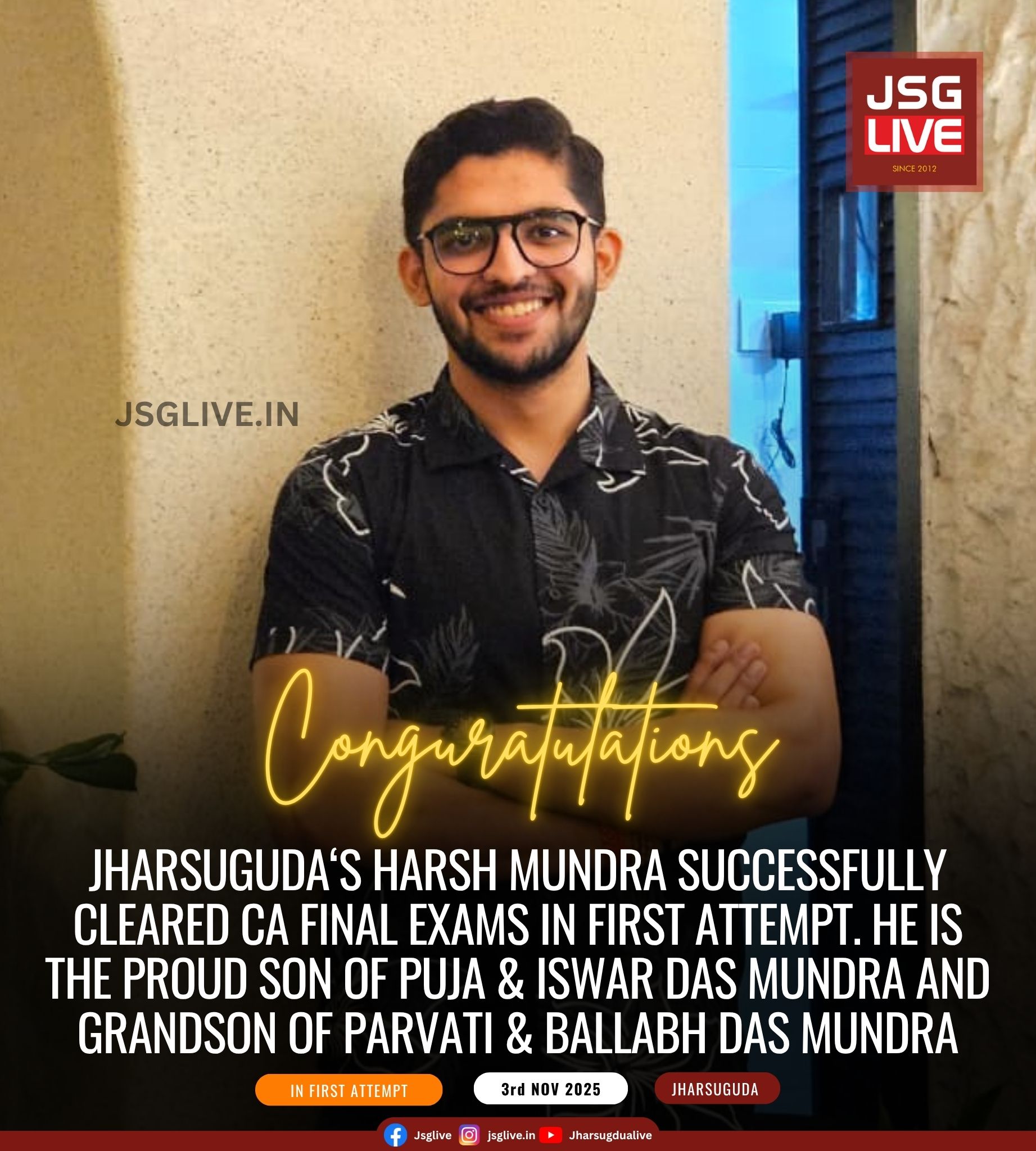 JsgLive - Conguratulations! Jharsuguda‘s Harsh Mundra successfully ...