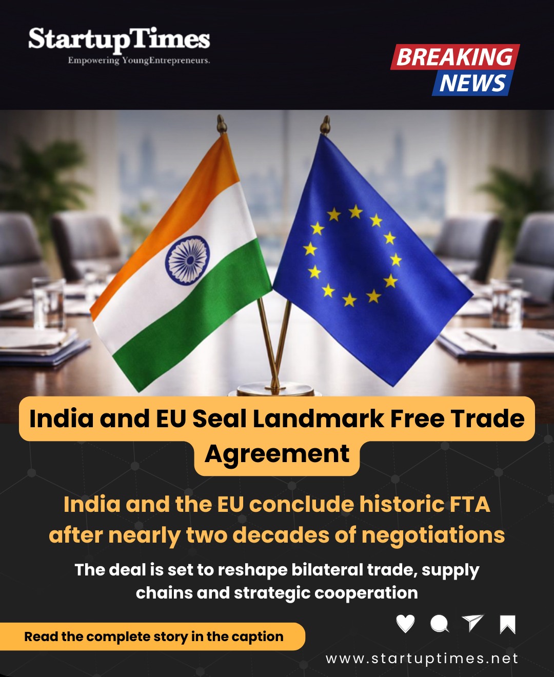 Startup - India and the EU have sealed a historic Free Trade Agreement ...