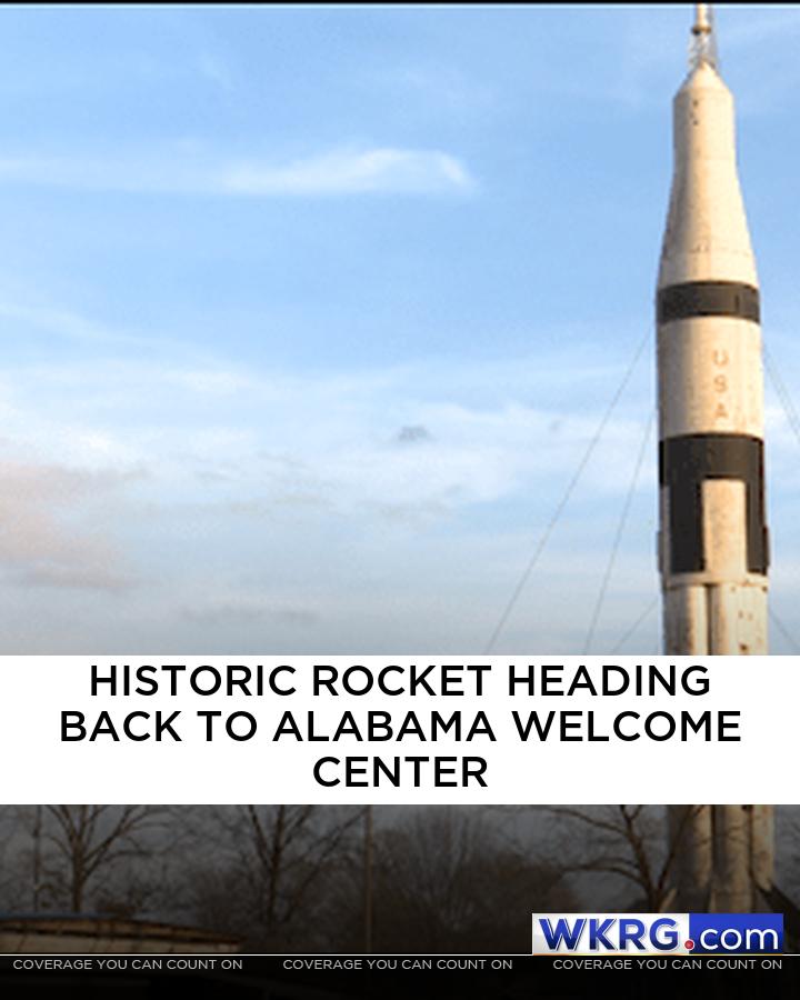 A replica of the Saturn 1B is headed back to the Alabama Welcome