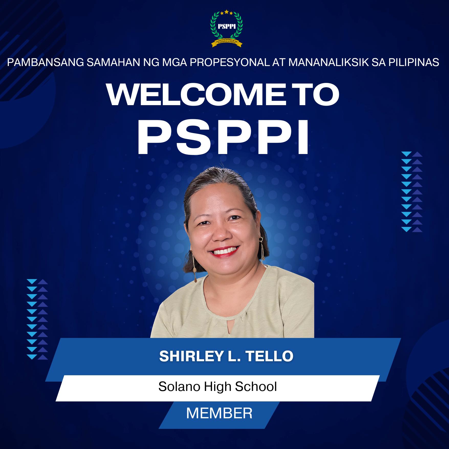 We would like to welcome our new member Shirley L. Tello, Teacher III ...